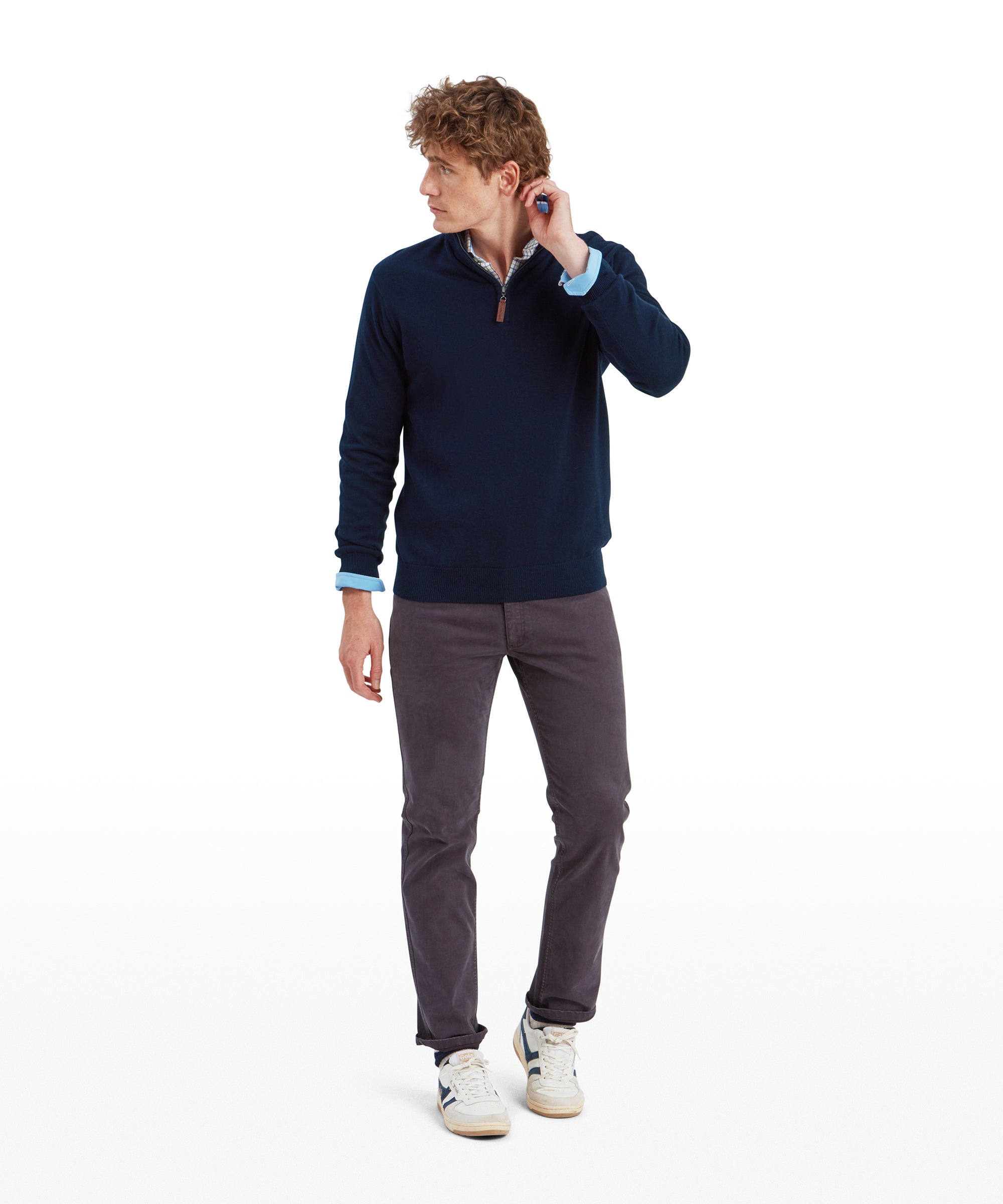 Men's Cotton Quarter Zip Sweater Navy | Schöffel Country US Men's Cotton Quarter Zip Sweater Navy | Schöffel Country US
