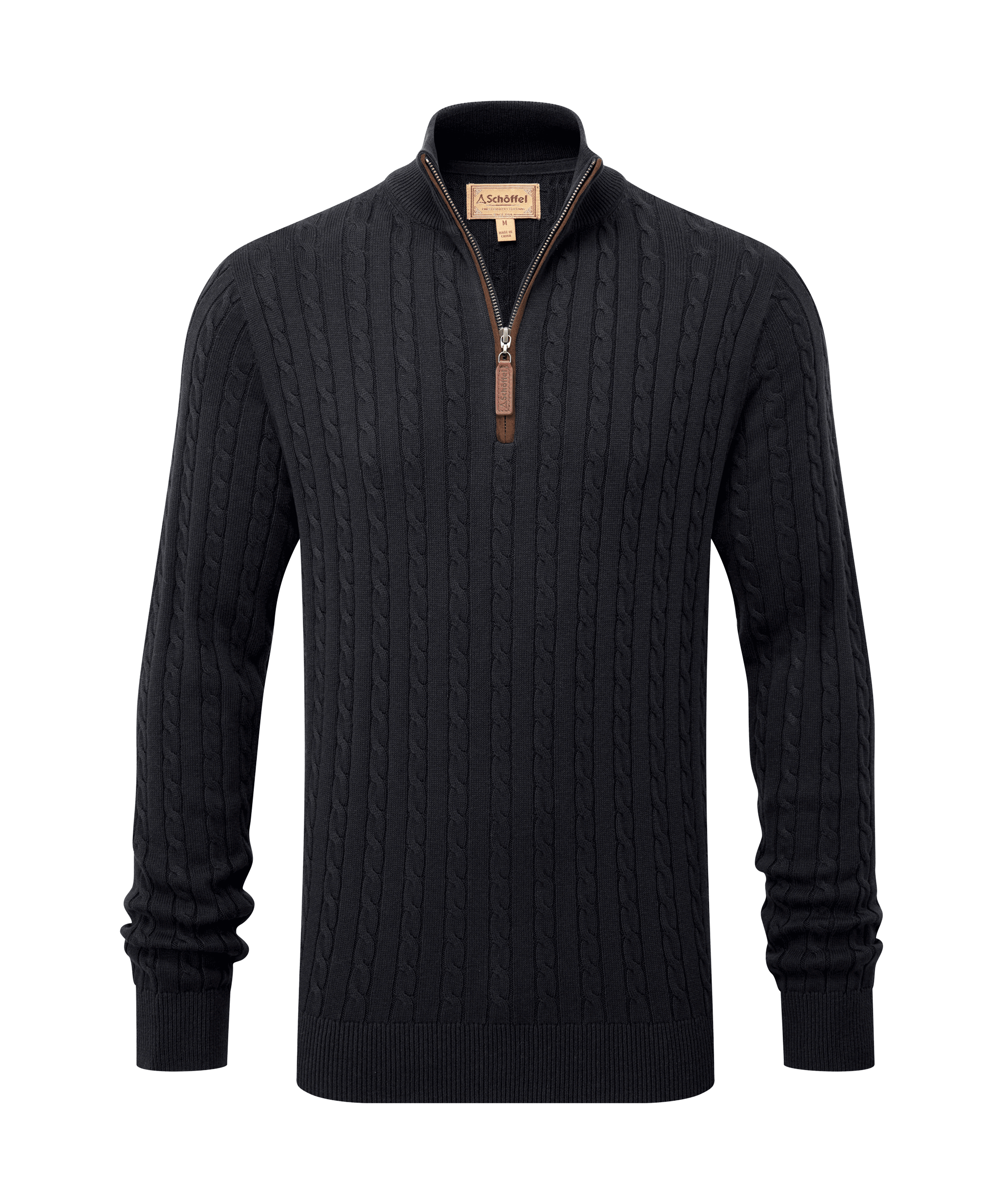 Men's Calton Cotton Cable Quarter Zip Jumper Blue | Schöffel Men's Calton Cotton Cable Quarter Zip Jumper Blue | Schöffel