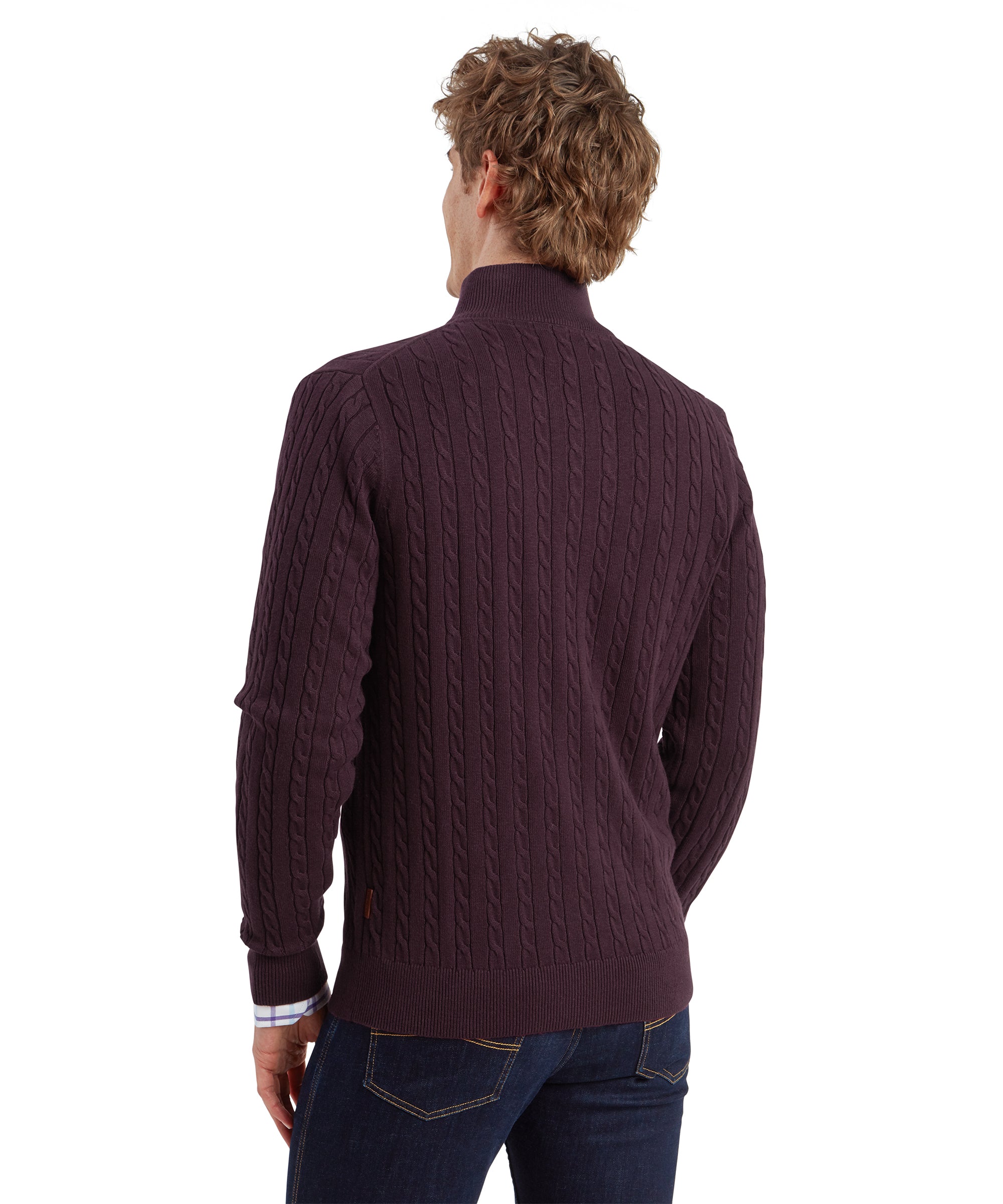 Men's Calton Cotton Cable Quarter Zip Sweater Red | Schöffel Men's Calton Cotton Cable Quarter Zip Sweater Red | Schöffel