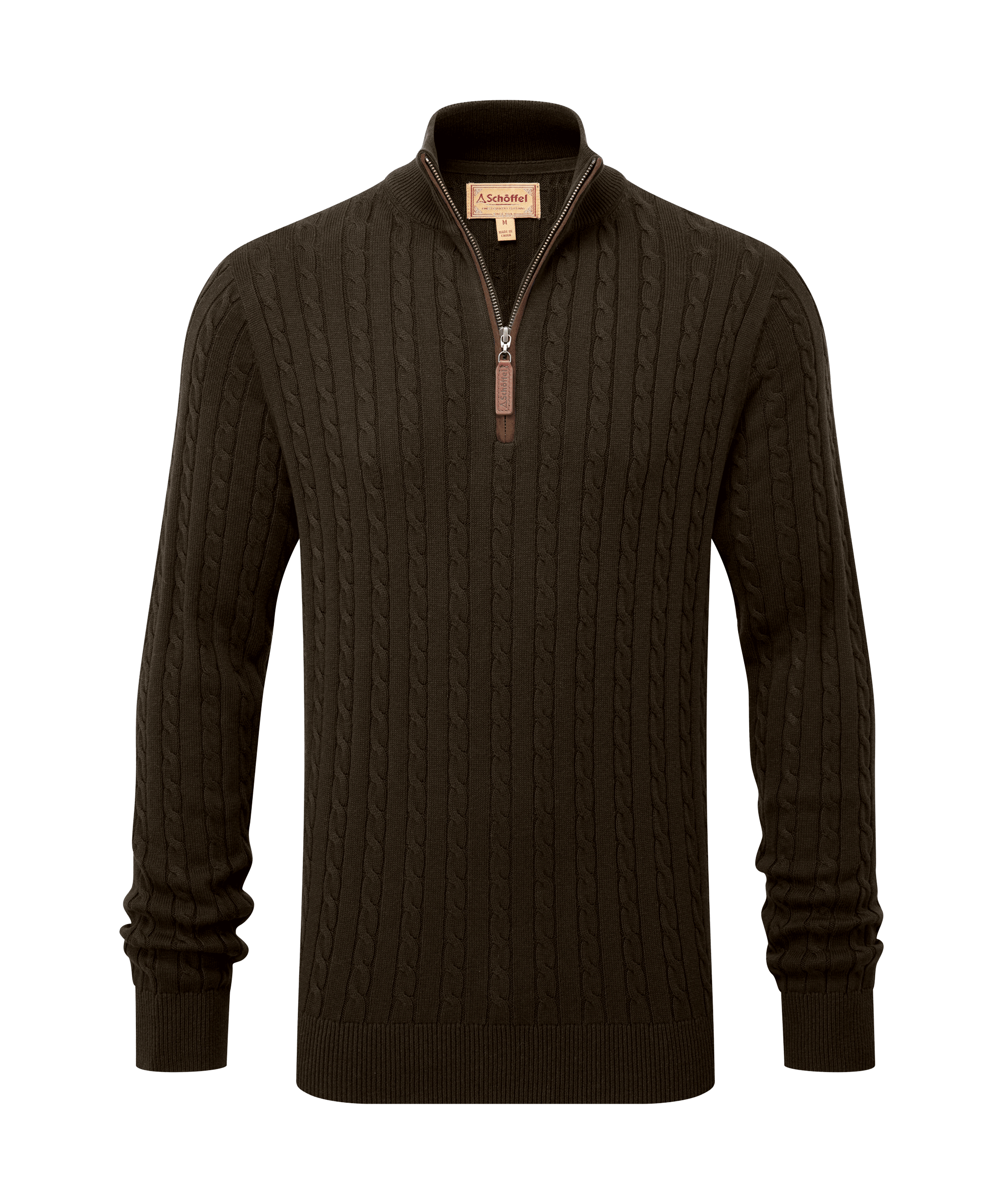 Calton Cotton Cashmere Cable Quarter Zip Jumper - Loden Green