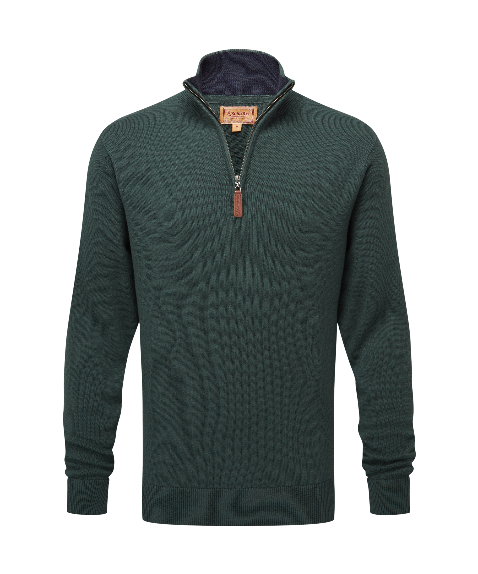 Calton Cotton Cashmere Quarter Zip Jumper - Botanical Green