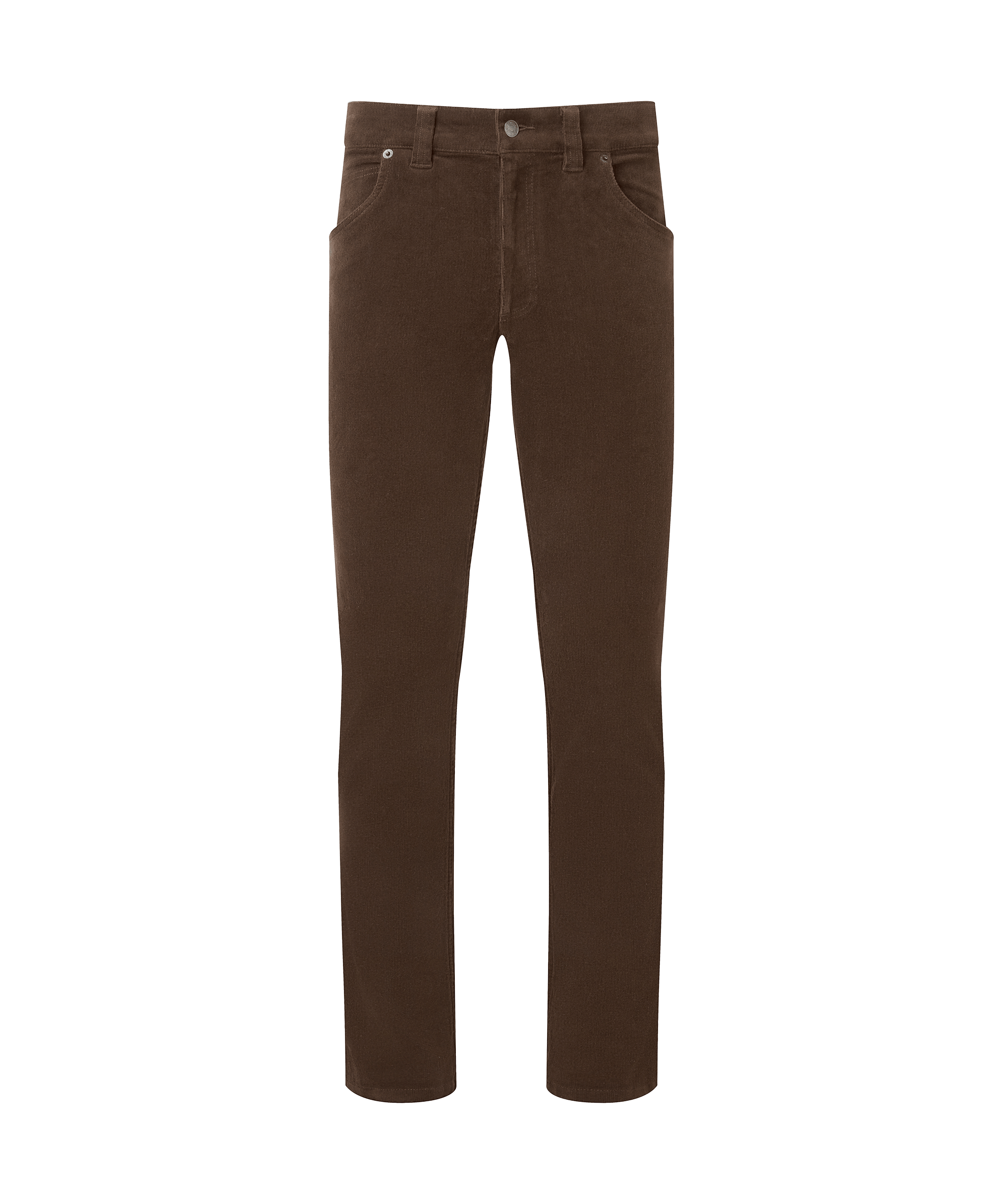 Schöffel men's slim-fit corduroy jeans in rich chocolate brown with a five-pocket cut and zip fly
