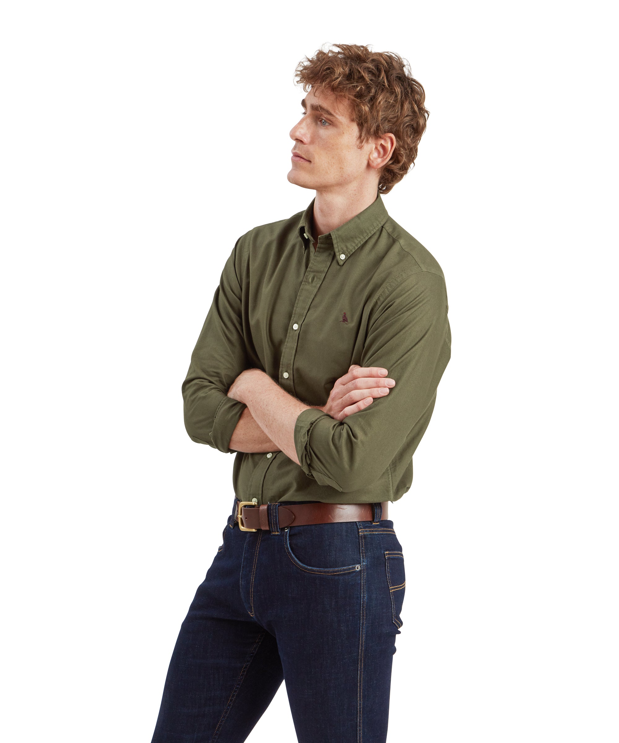 Jeans Men Dark Green Shirt With Light Blue Jeans Men's Cavendish