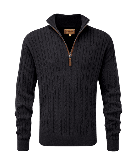 Men's Cotton Cable Quarter Zip Sweater Grey | Schöffel Men's Cotton Cable Quarter Zip Sweater Grey | Schöffel