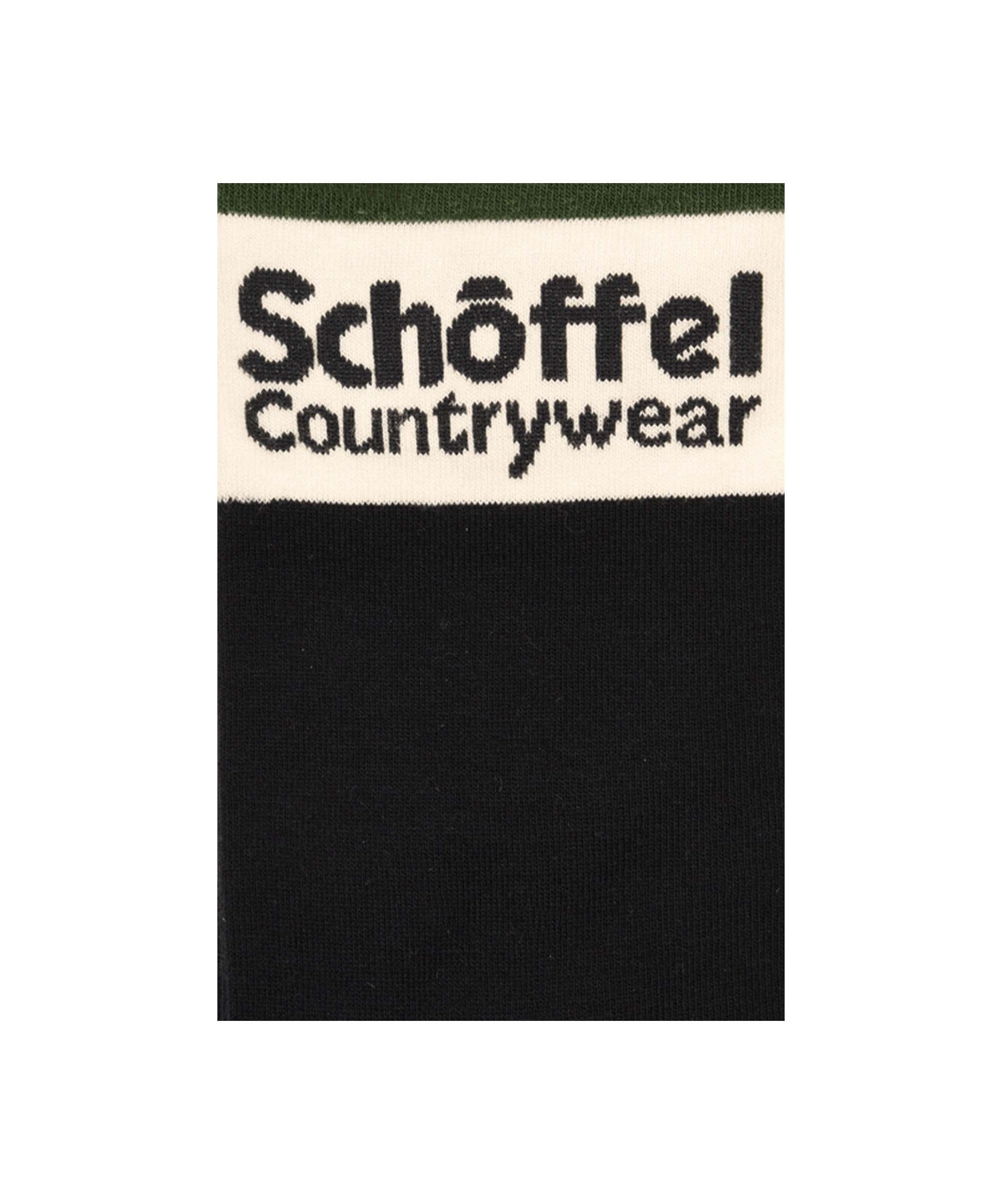 Schöffel Men's Cotton Sock in Green with Schöffel Countrywear logo stripe and green trim close-up detail