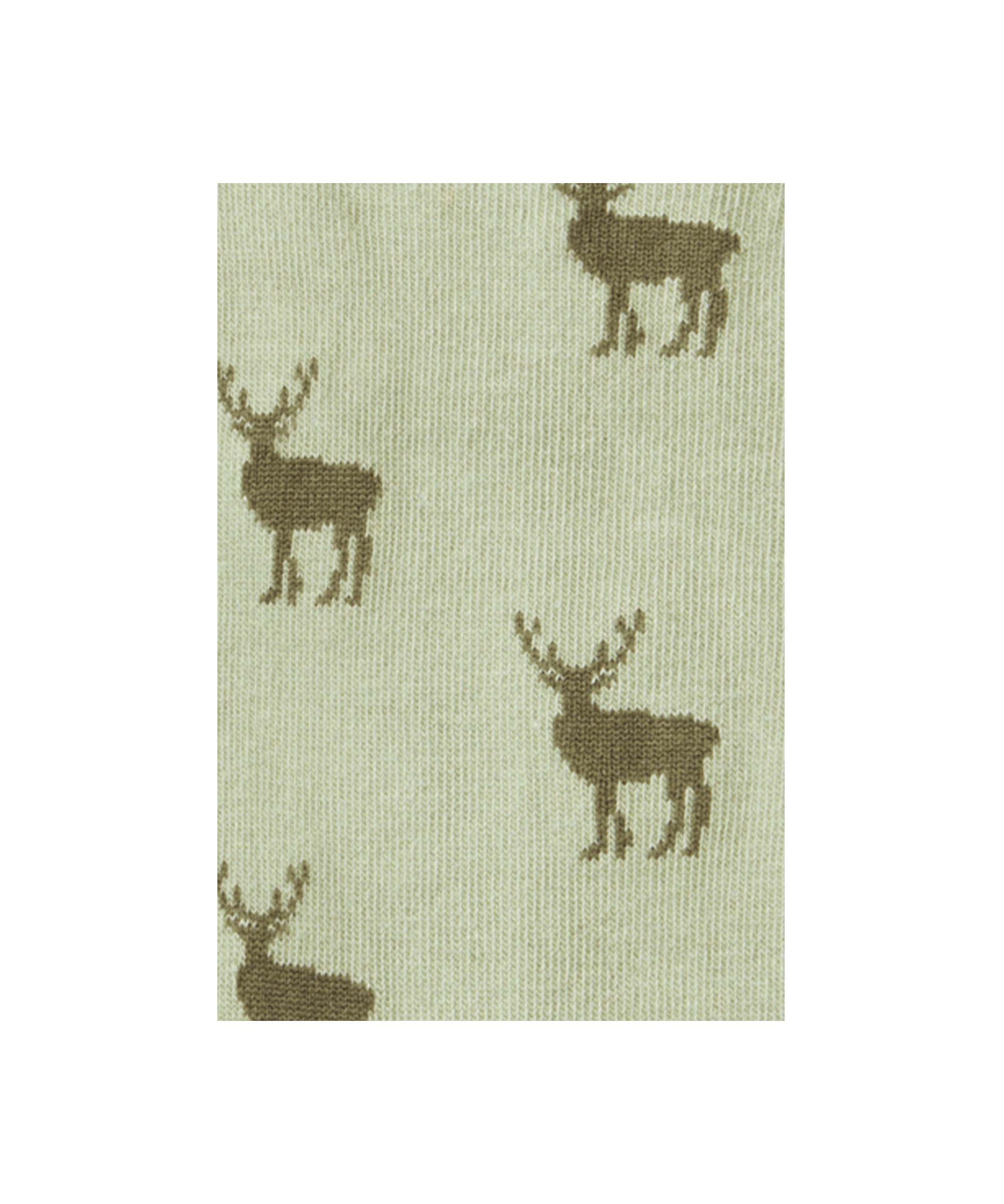Schöffel Men's Cotton Sock in Light Green with stag deer novelty pattern close-up detail