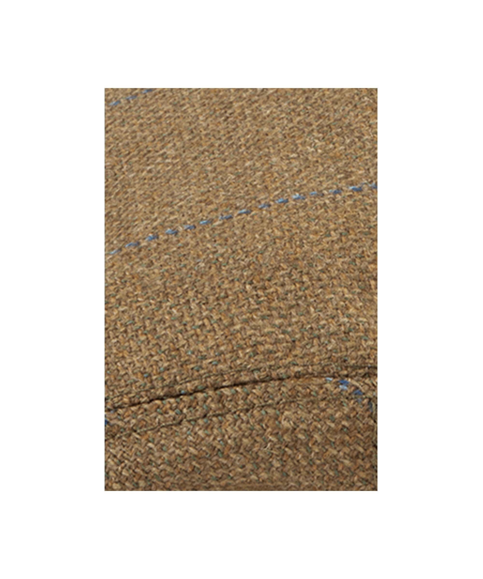 Schöffel Men's Countryman Tweed Cap in Tan with blue windowpane check tweed fabric close-up detail