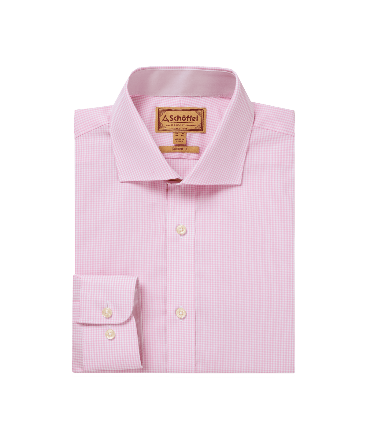 Schöffel Greenwich Tailored Shirt for men in Pink Check, cutout image, double cuff