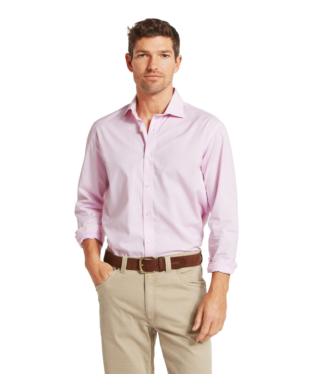 Greenwich Tailored Shirt for men in Pink, from Schöffel, micro-check pattern