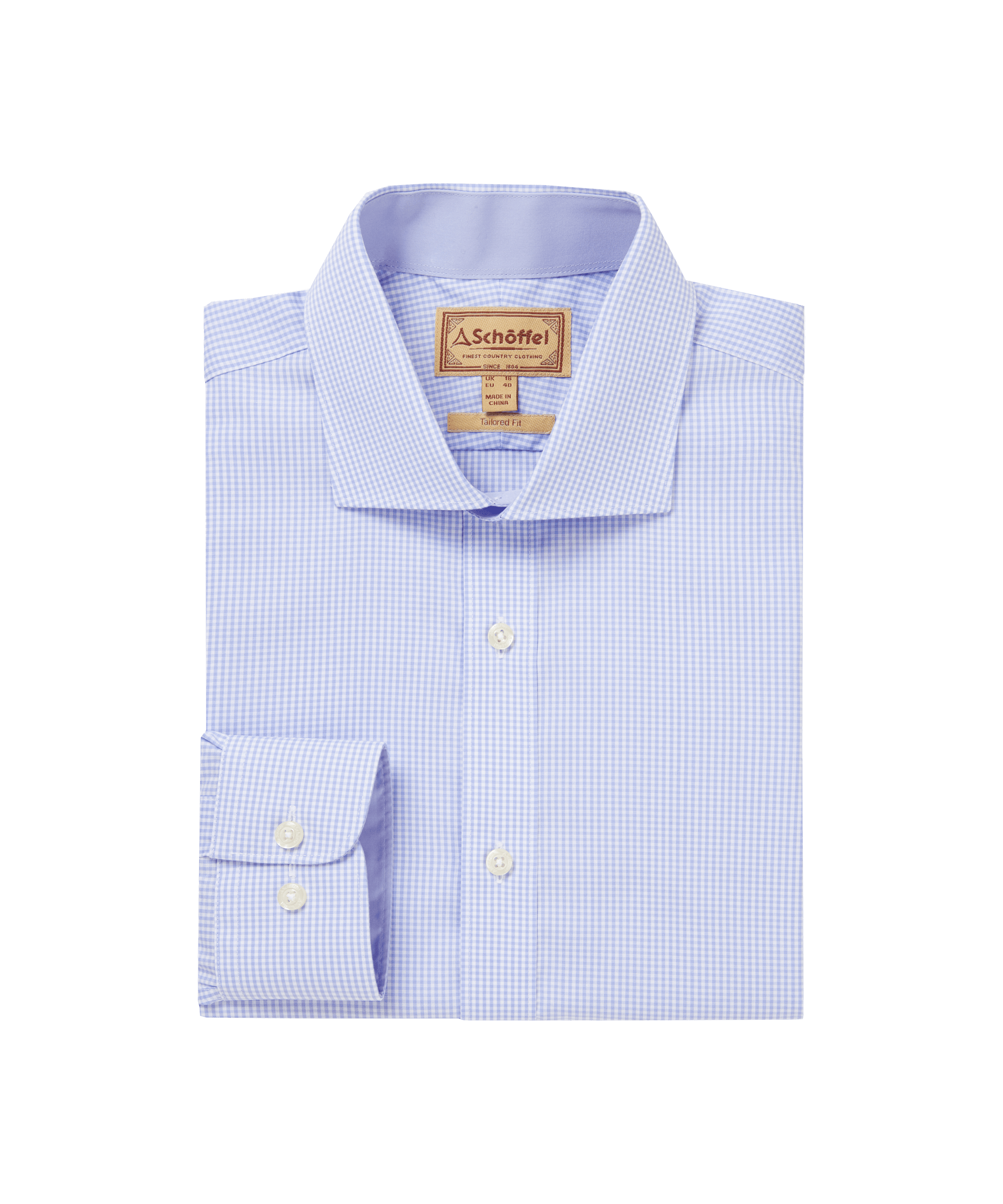Folded light blue checked shirt