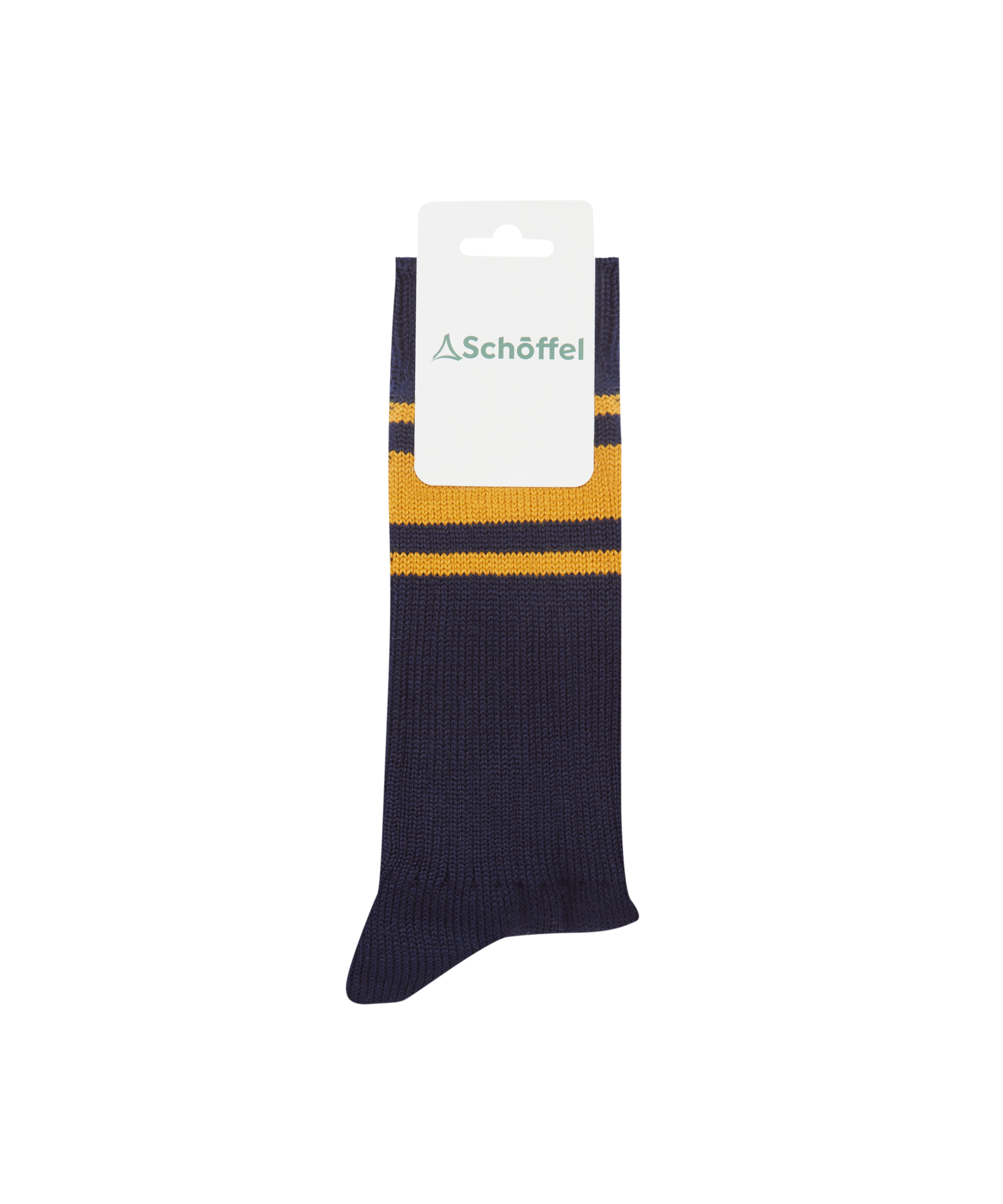 Blue sock with yellow band