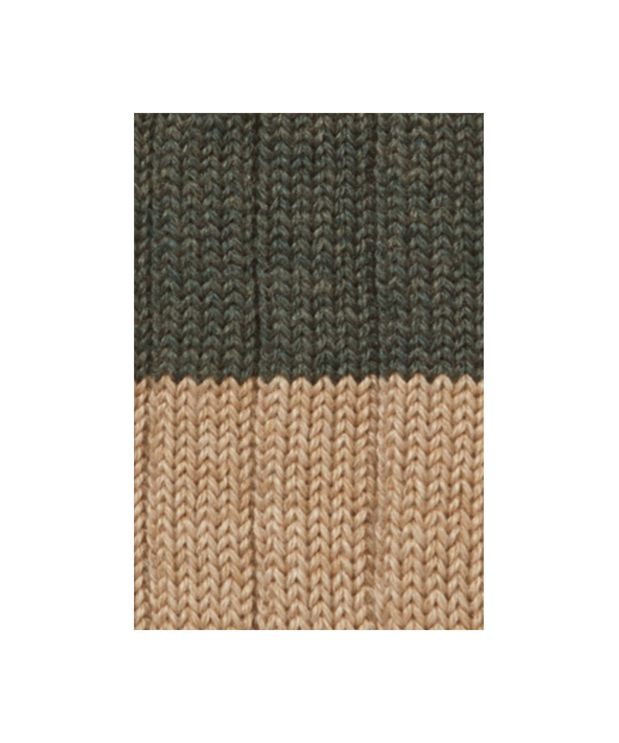 Schöffel Men's Hilton Rugby Socks in Dark Green with contrast camel colour-block rib knit close-up detail