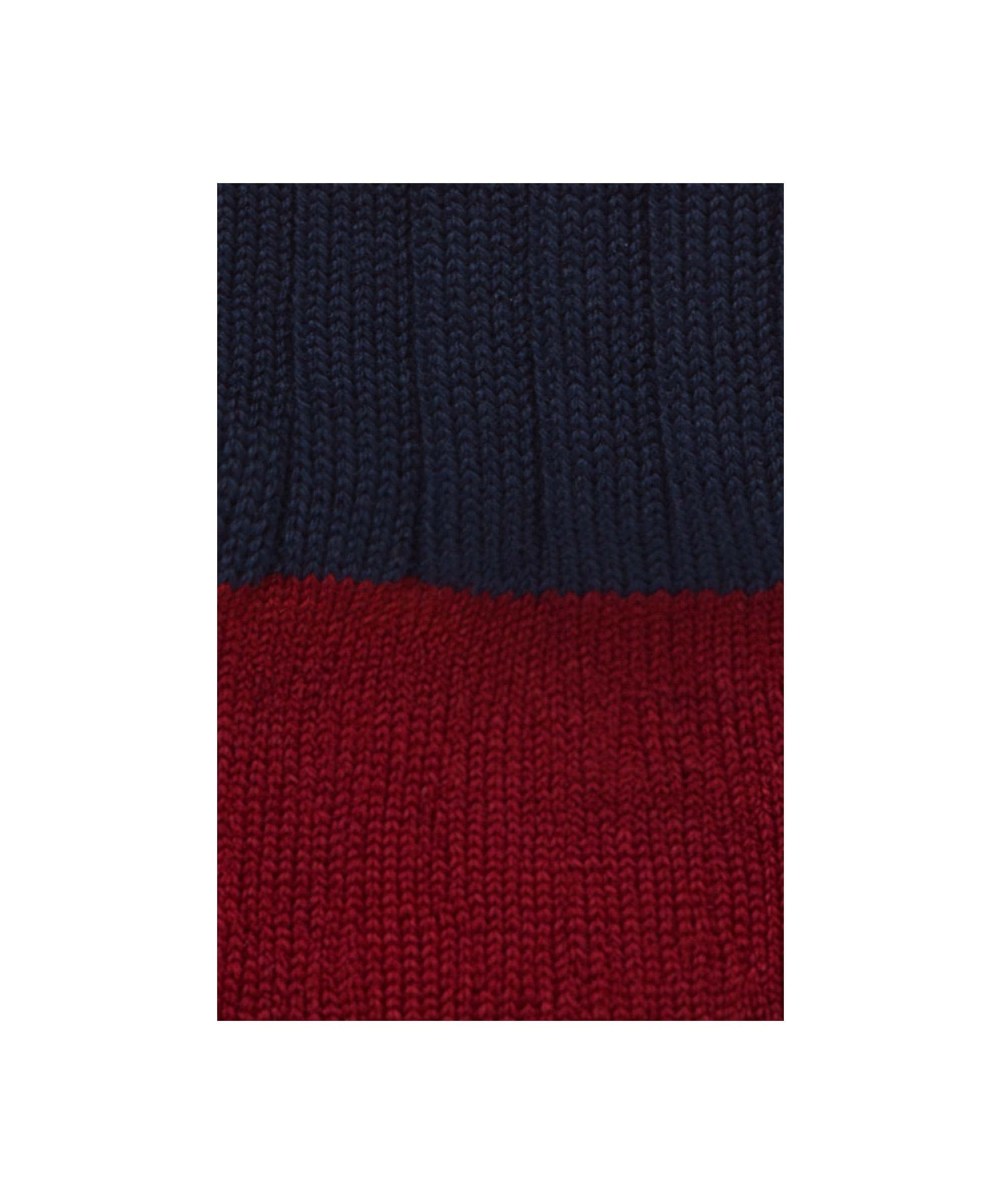 Schöffel Men's Hilton Socks in Navy with contrast red colour-block rib knit close-up detail