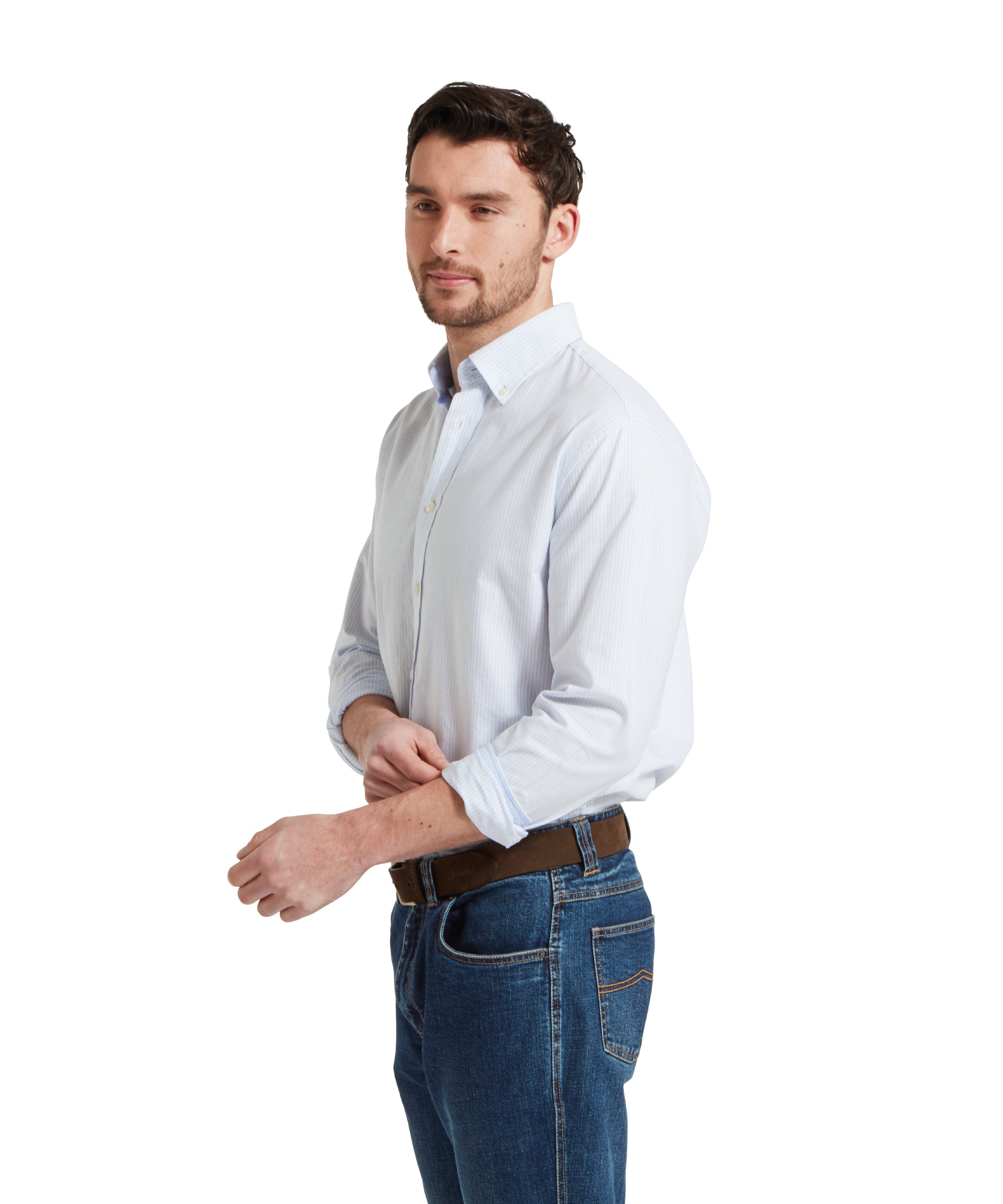 Men's Oxford Tailored Shirt Blue Stripe | Schffel Country US Men's Oxford Tailored Shirt Blue Stripe | Schffel Country US