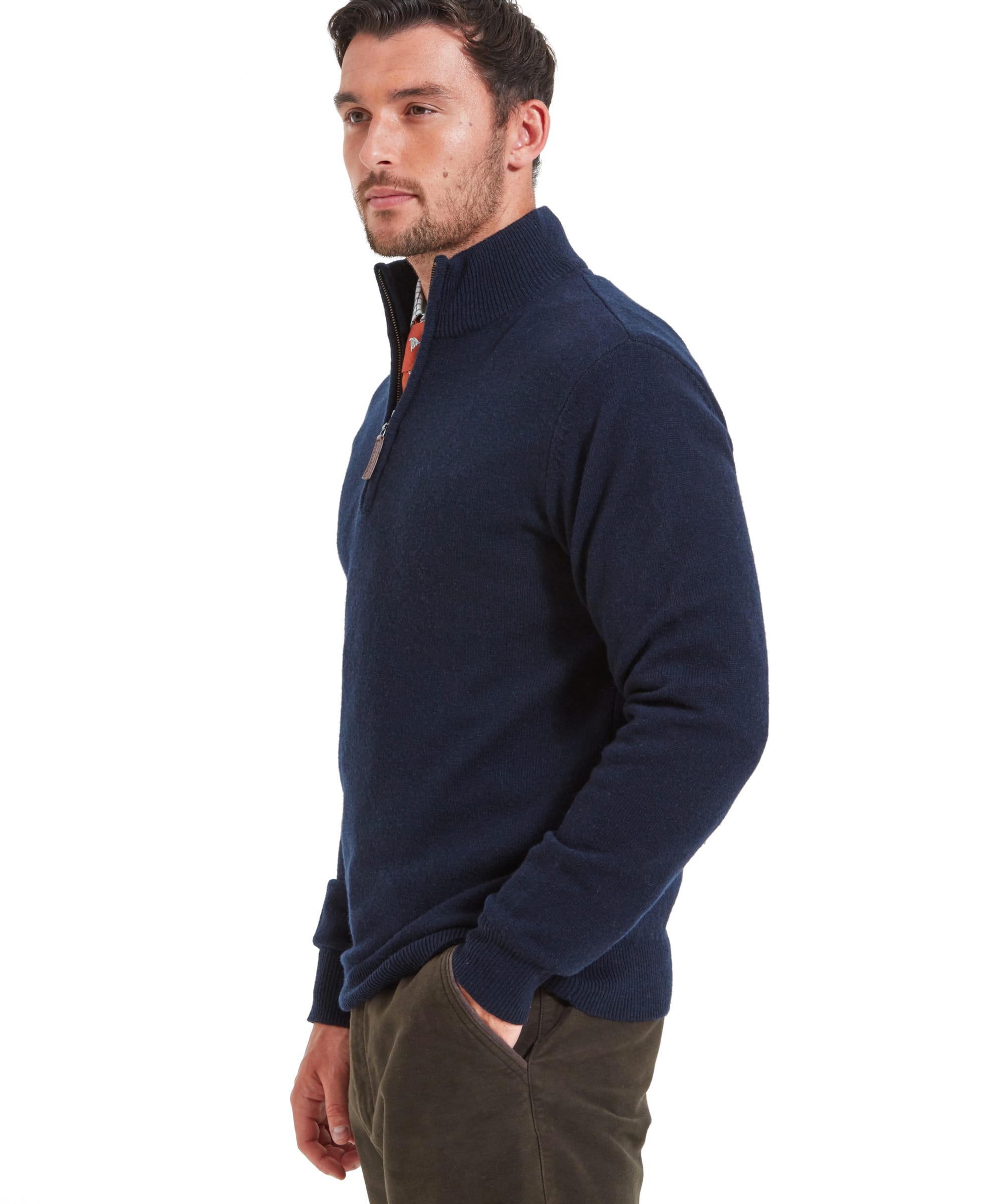 Men's Lambswool Quarter Zip Navy | Schöffel Country
