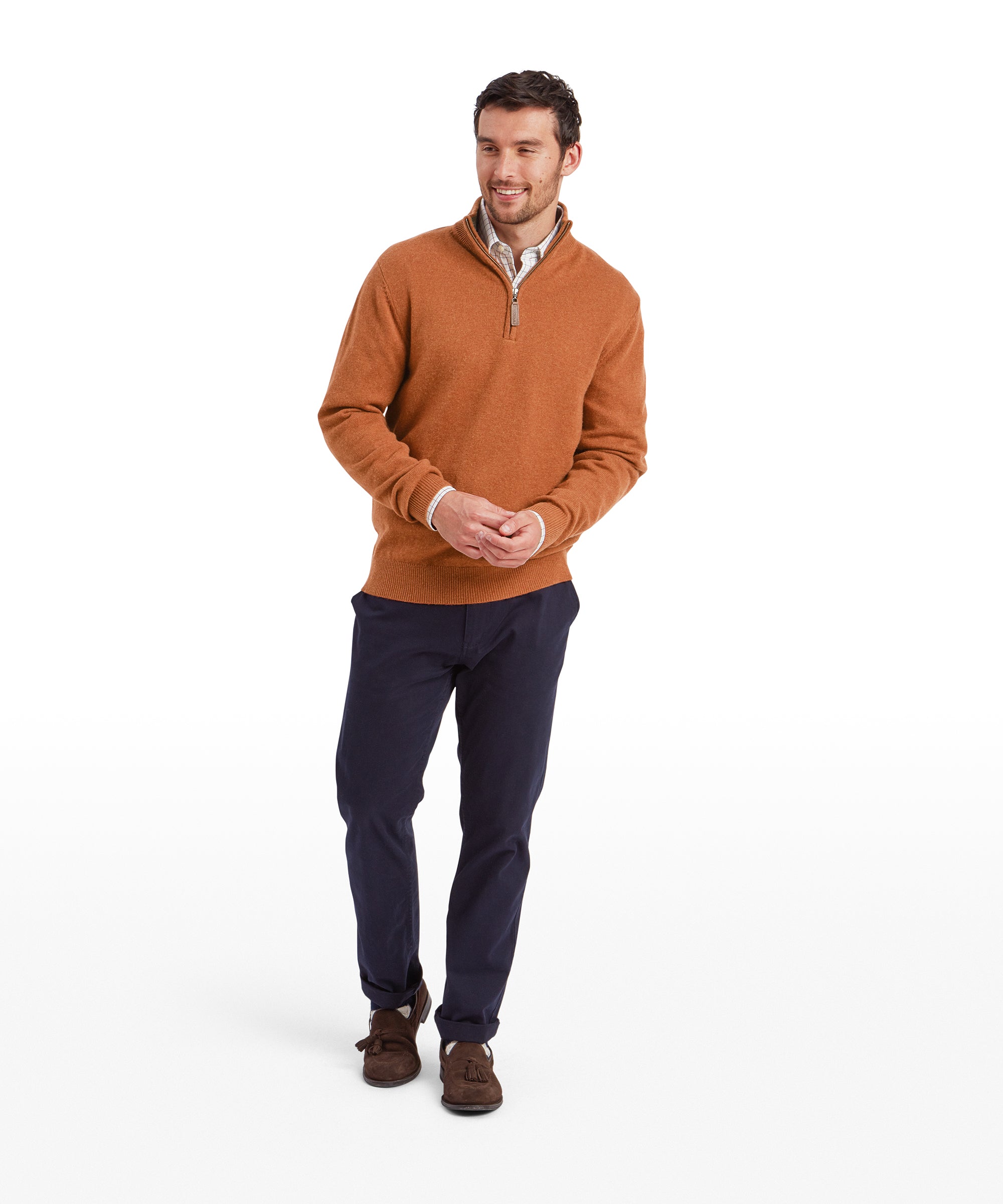Men's Lambswool Quarter Zip Sweater Brick Red | Schöffel Country US