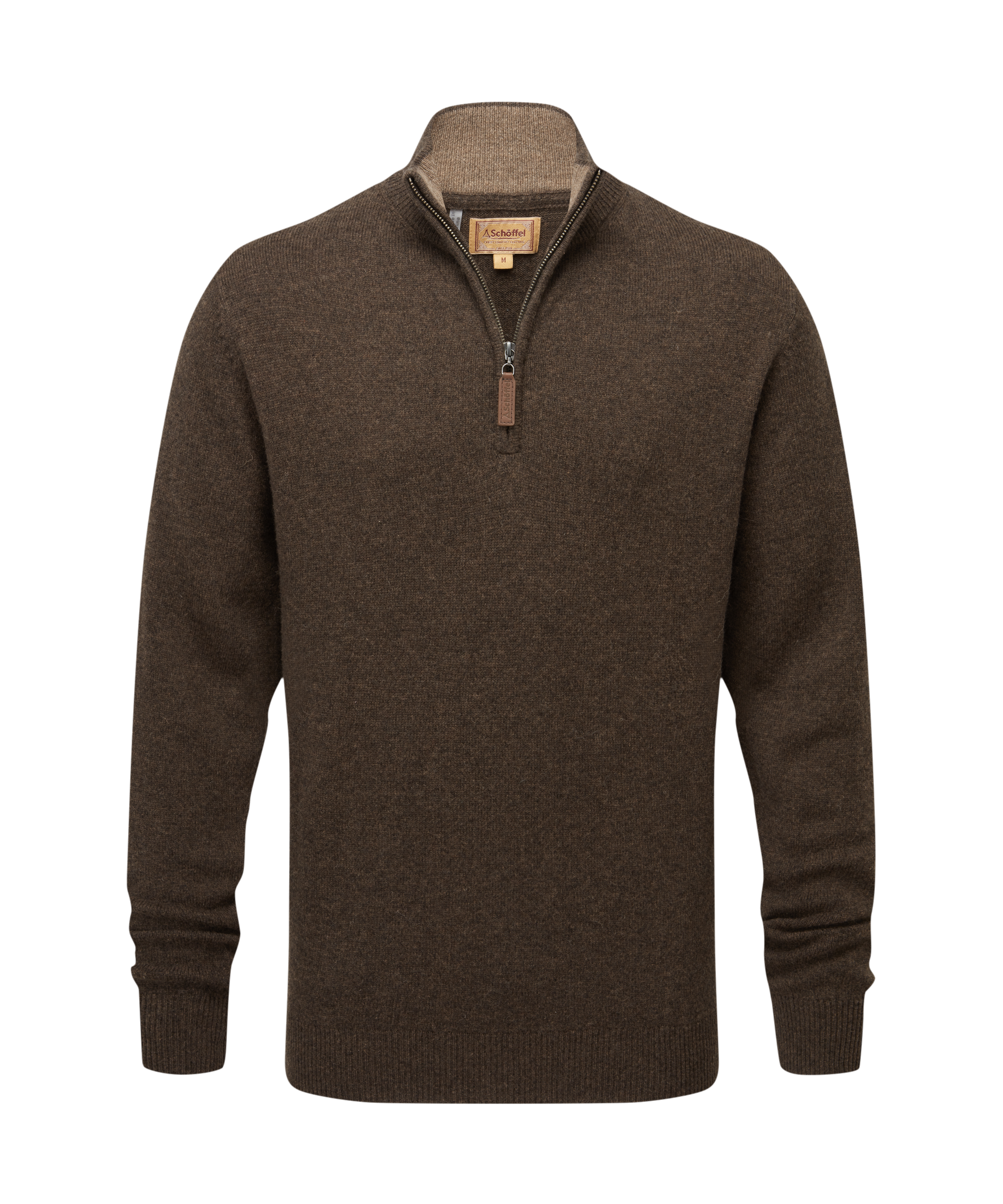 Lewis Lambswool Quarter Zip Jumper - Chocolate