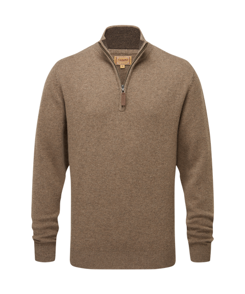 Men's Lewis Lambswool Quarter Zip Light Brown | Schöffel Country US