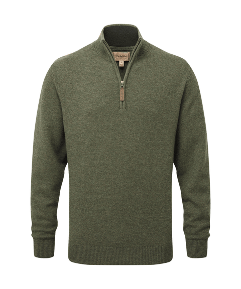 Men's Lewis Lambswool Quarter Zip Sweater Green | Schöffel