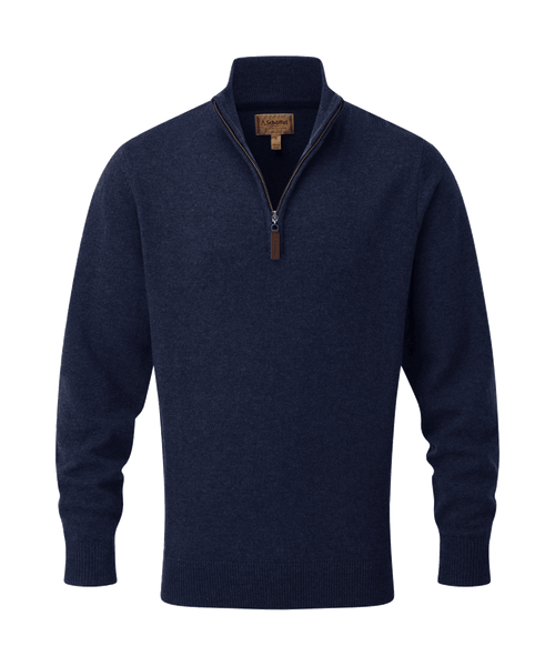 Men's Lewis Lambswool Quarter Zip Jumper Navy Schöffel Country IE