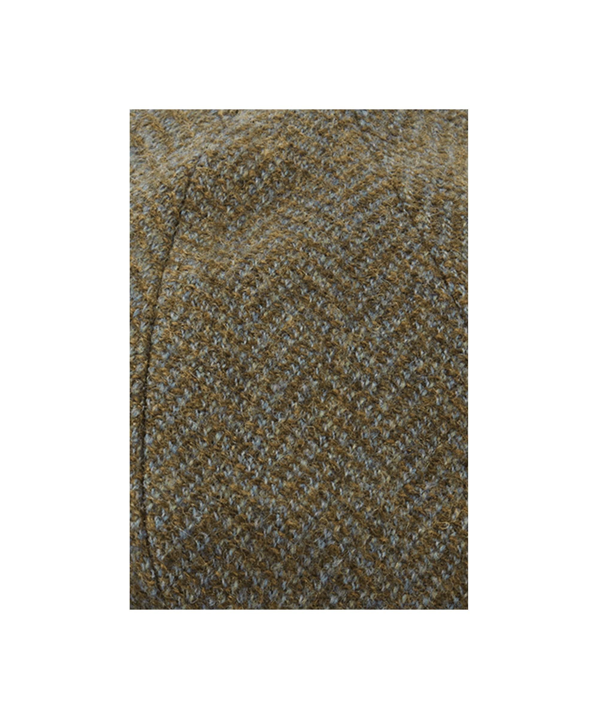 Schöffel Men's Newsboy Cap in Green textured tweed fabric close-up detail