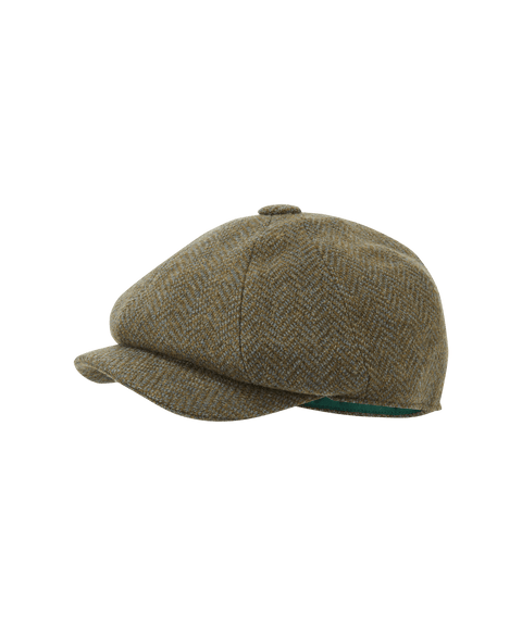 Men's Newsboy Cap Loden Green Herringbone Schöffel Country