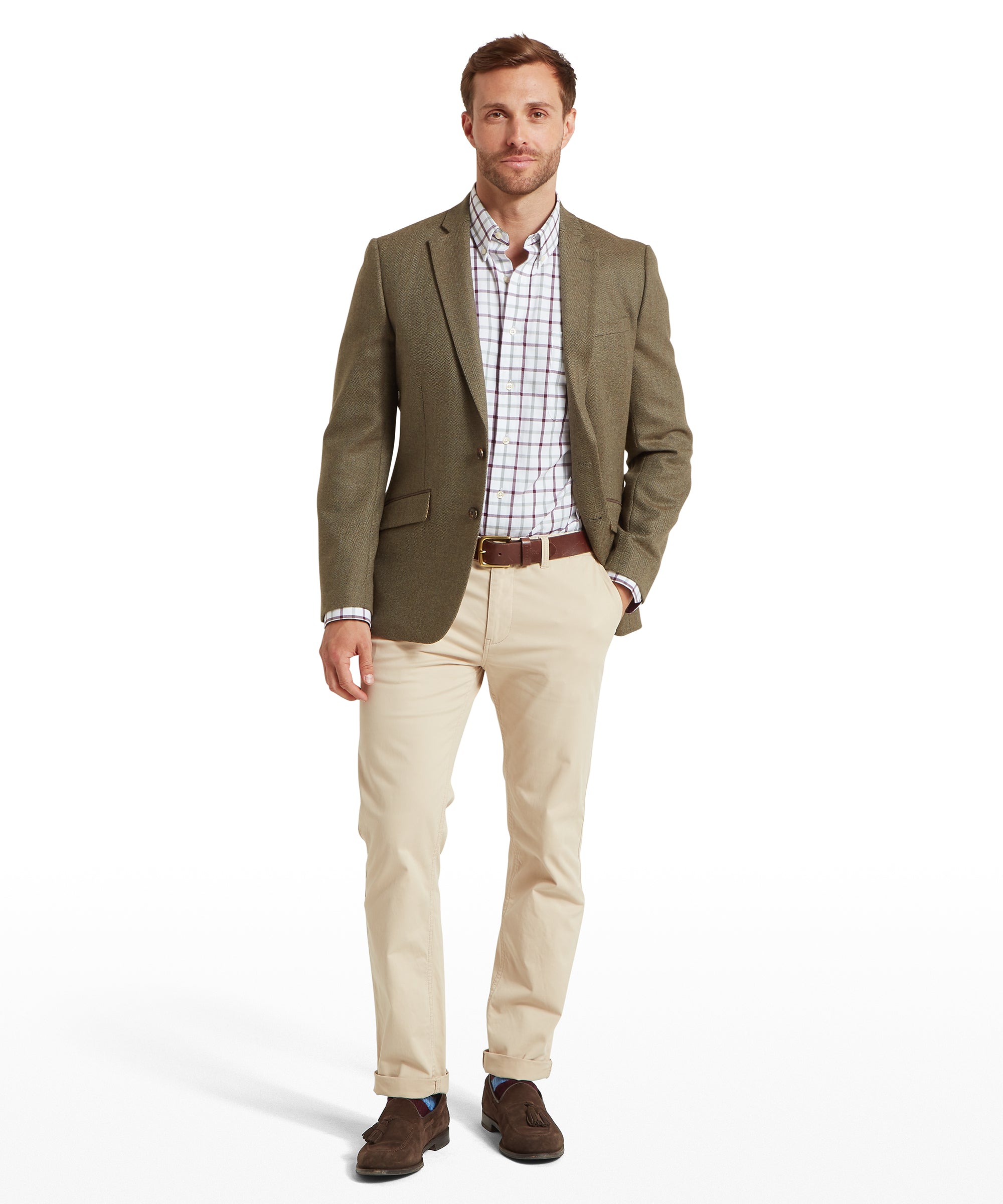 St Andrews Tweed Sports Jacket - Loden Green Herringbone Tweed
