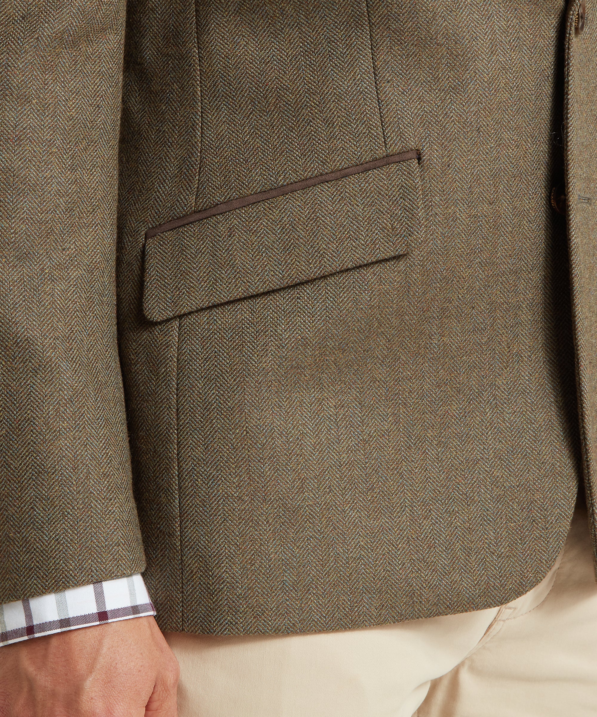 St Andrews Tweed Sports Jacket - Loden Green Herringbone Tweed