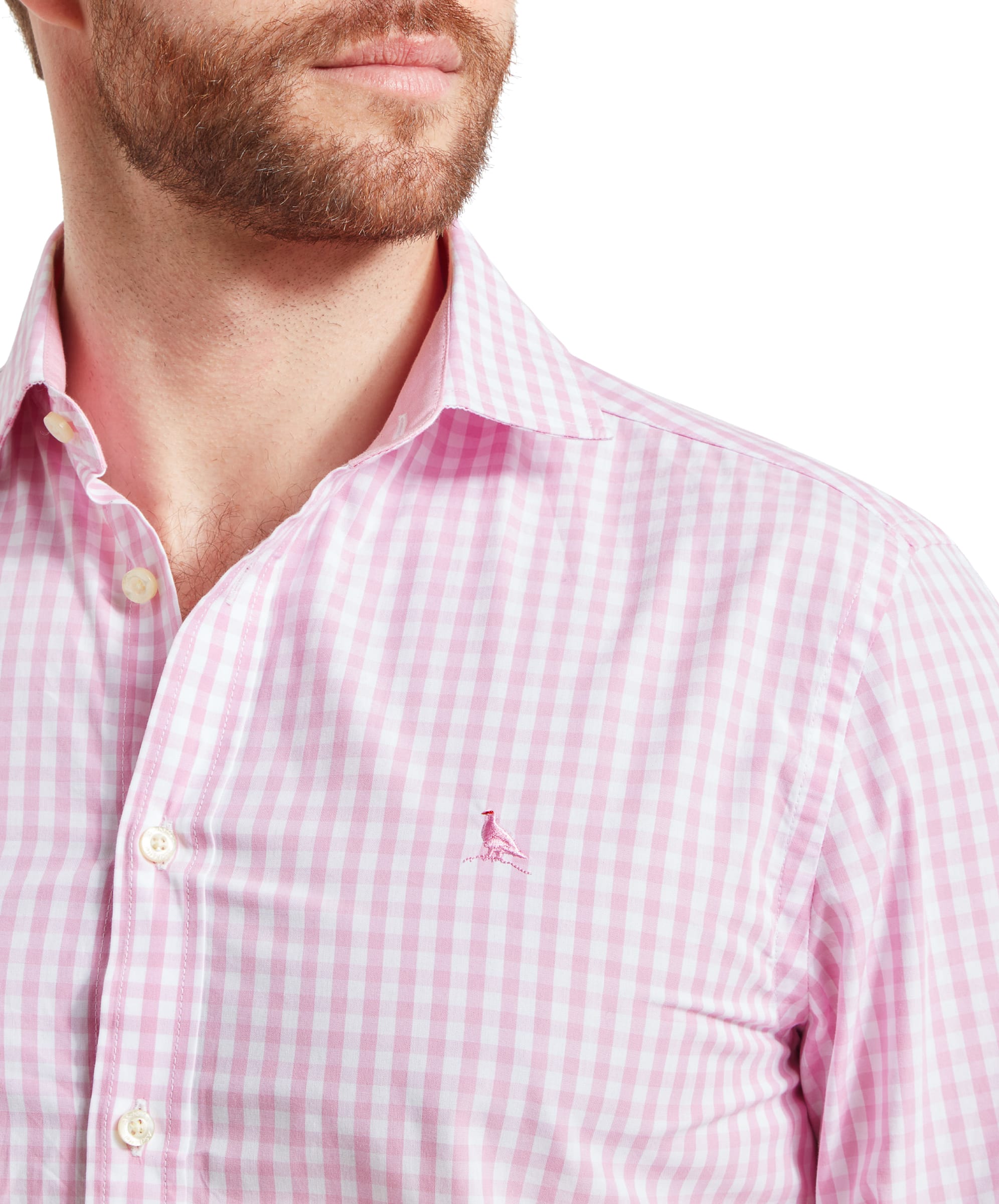 mens pink checkered dress shirt Men's Pink Check Dress Shirt Set with French Cuff 16 36/37 / Pink
