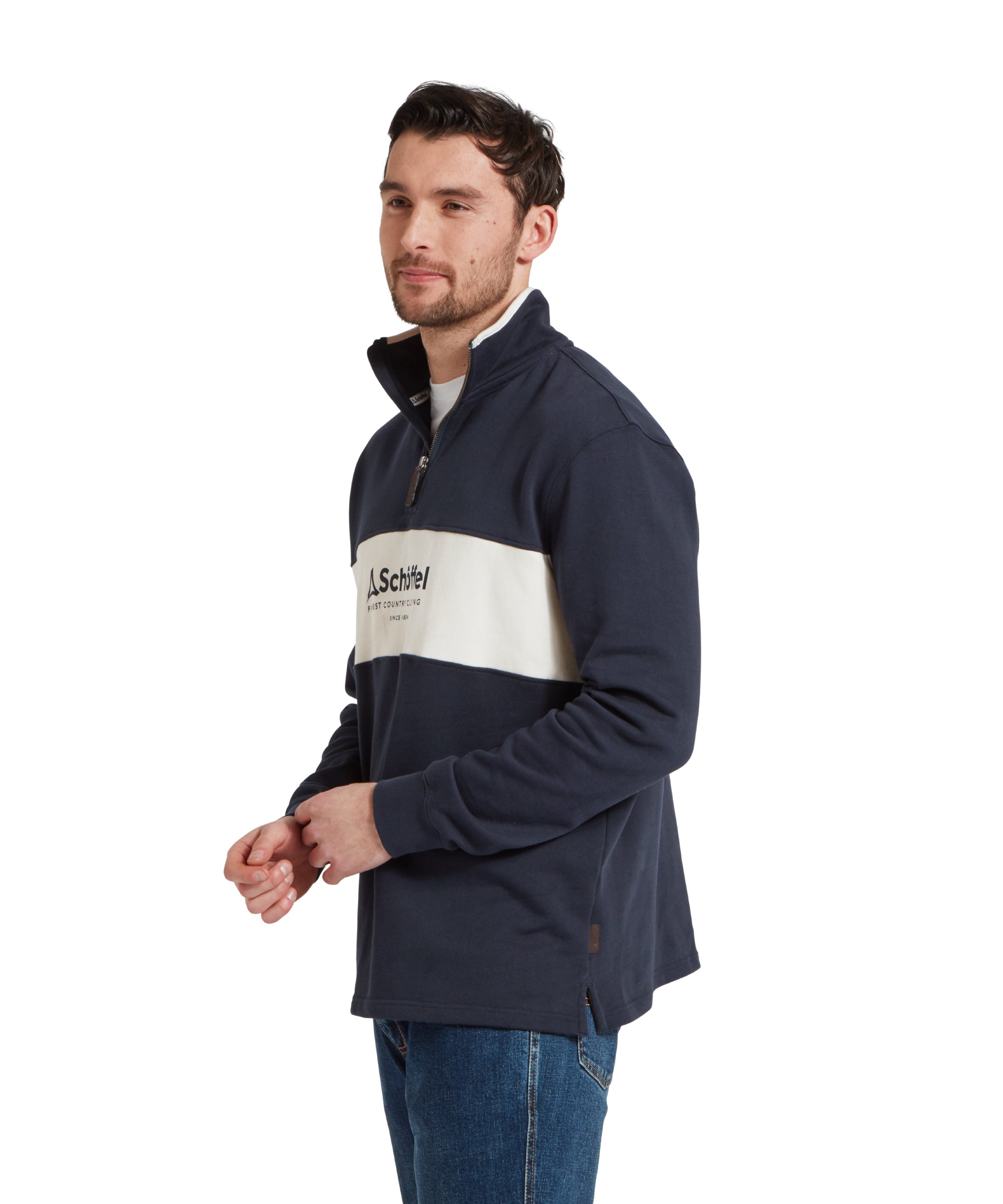 Men's Trencrom Quarter Zip Navy/Stone | Schöffel Country