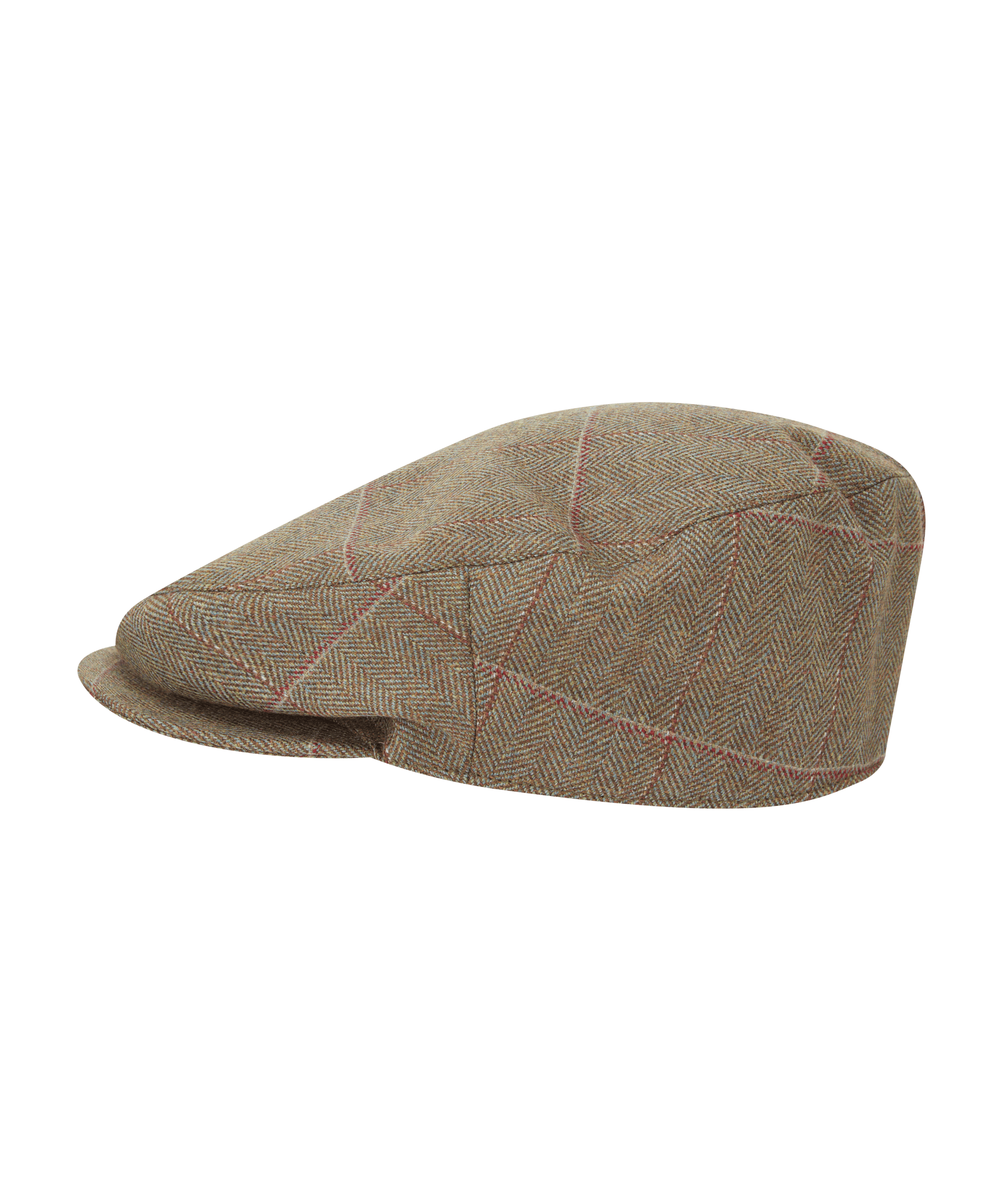 Schöffel classic country flat cap in olive brown tweed with a structured brim, traditional panelled crown and subtle fleck detail