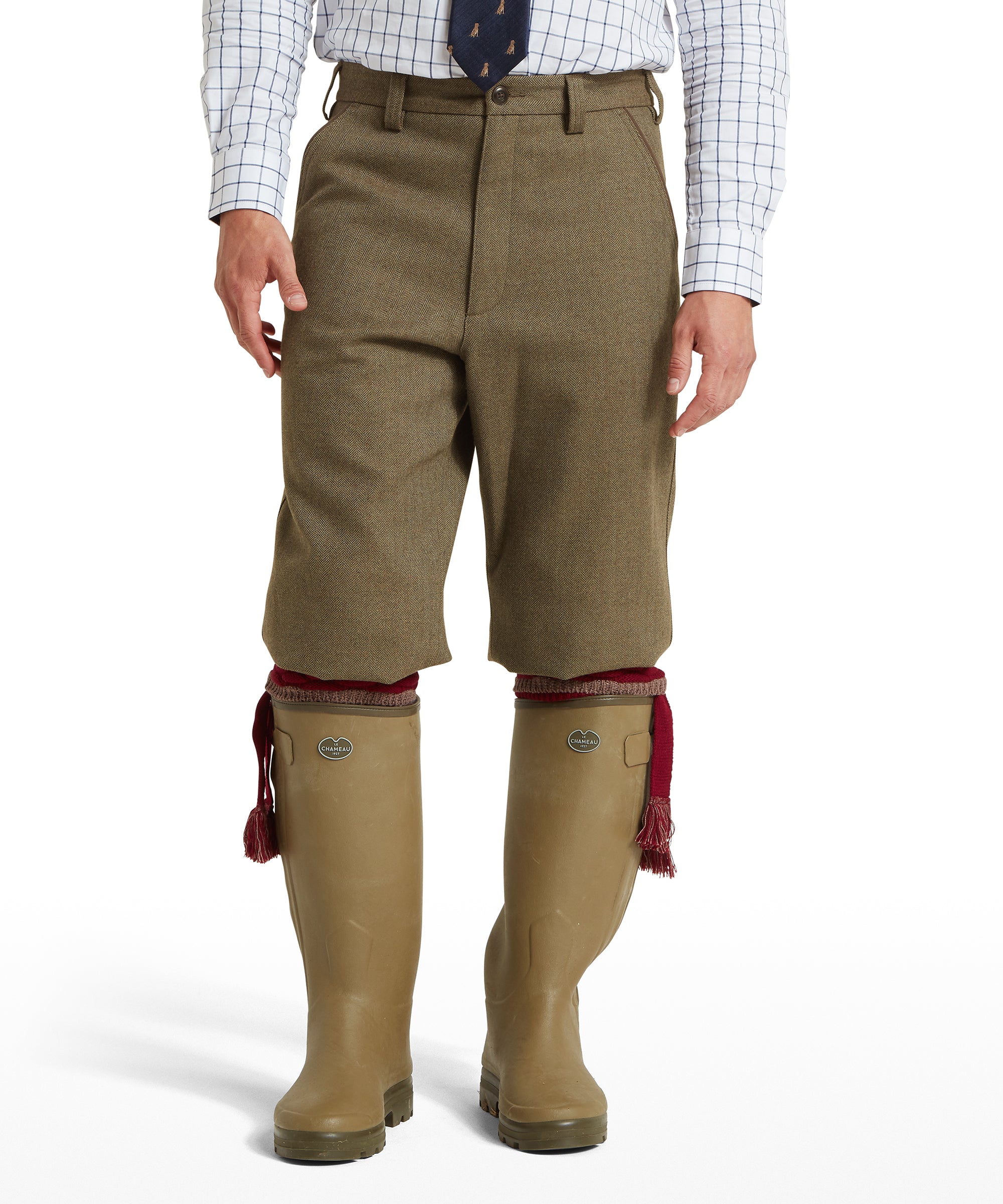 Tweed Plus Fours - Loden Green Herringbone Tweed
