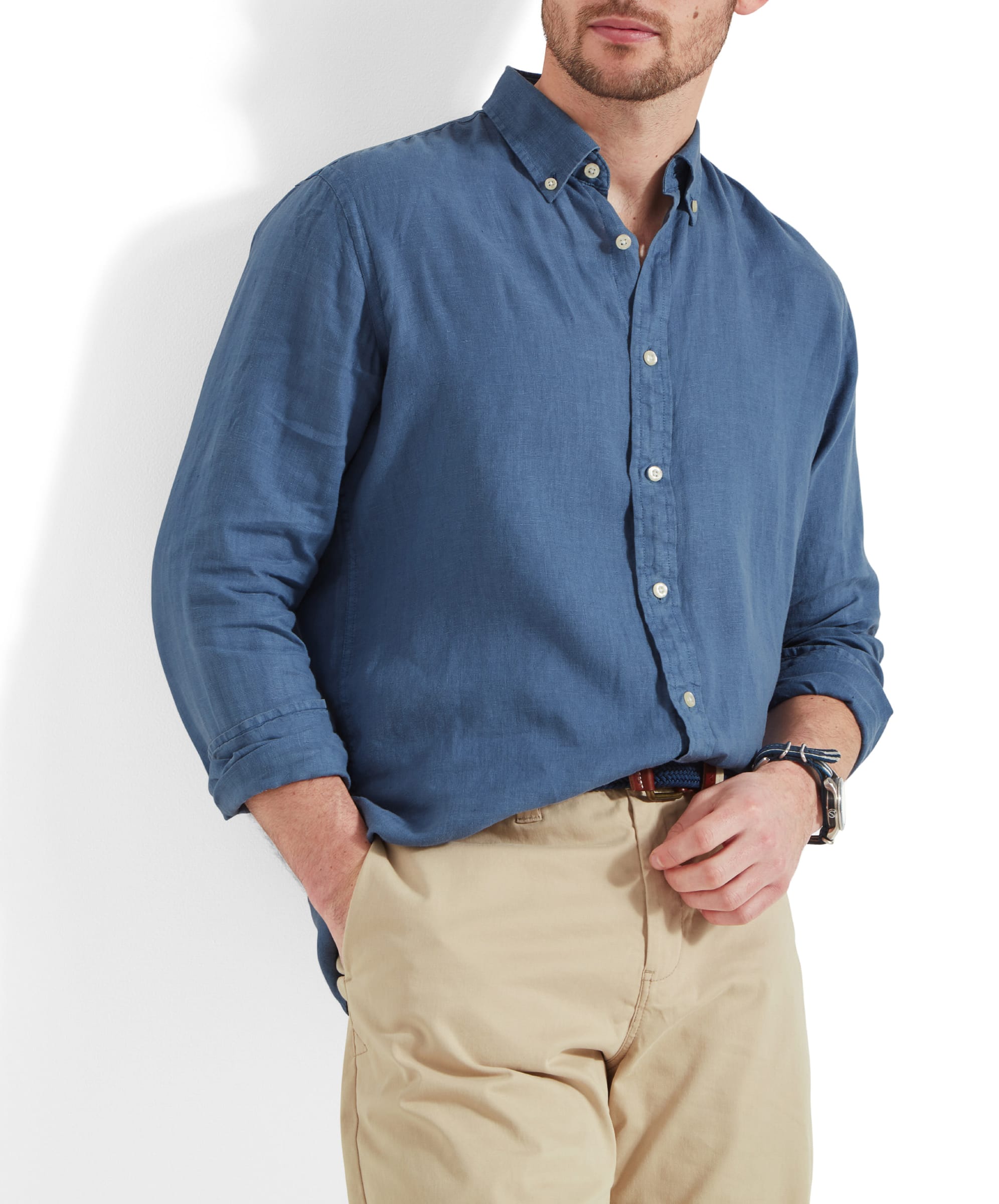 Men's Walsingham Linen Shirt French Navy | Schffel Country US Men's Walsingham Linen Shirt French Navy | Schffel Country US