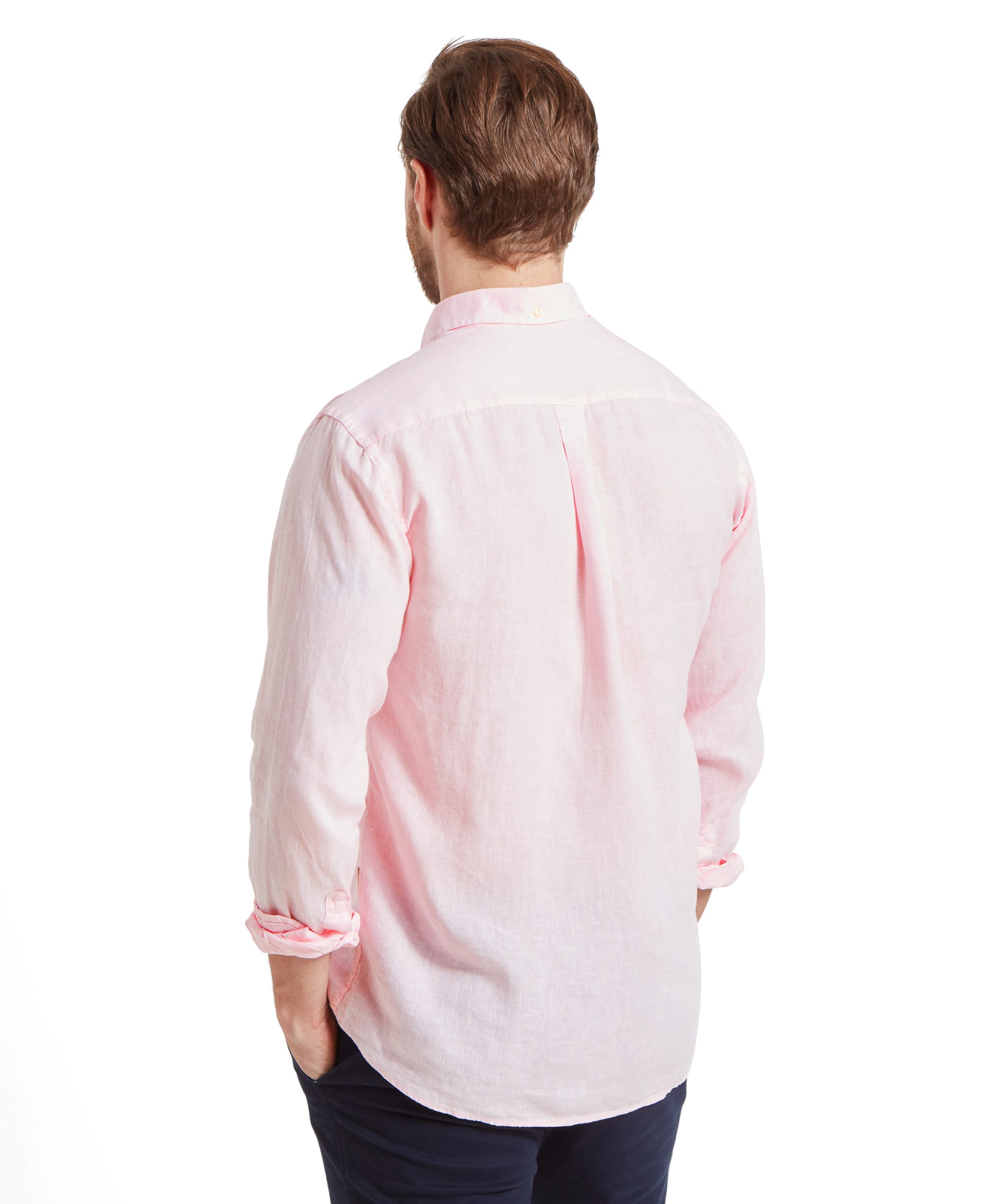 men pink dress shirt Men's Walsingham Linen Shirt Pale Pink