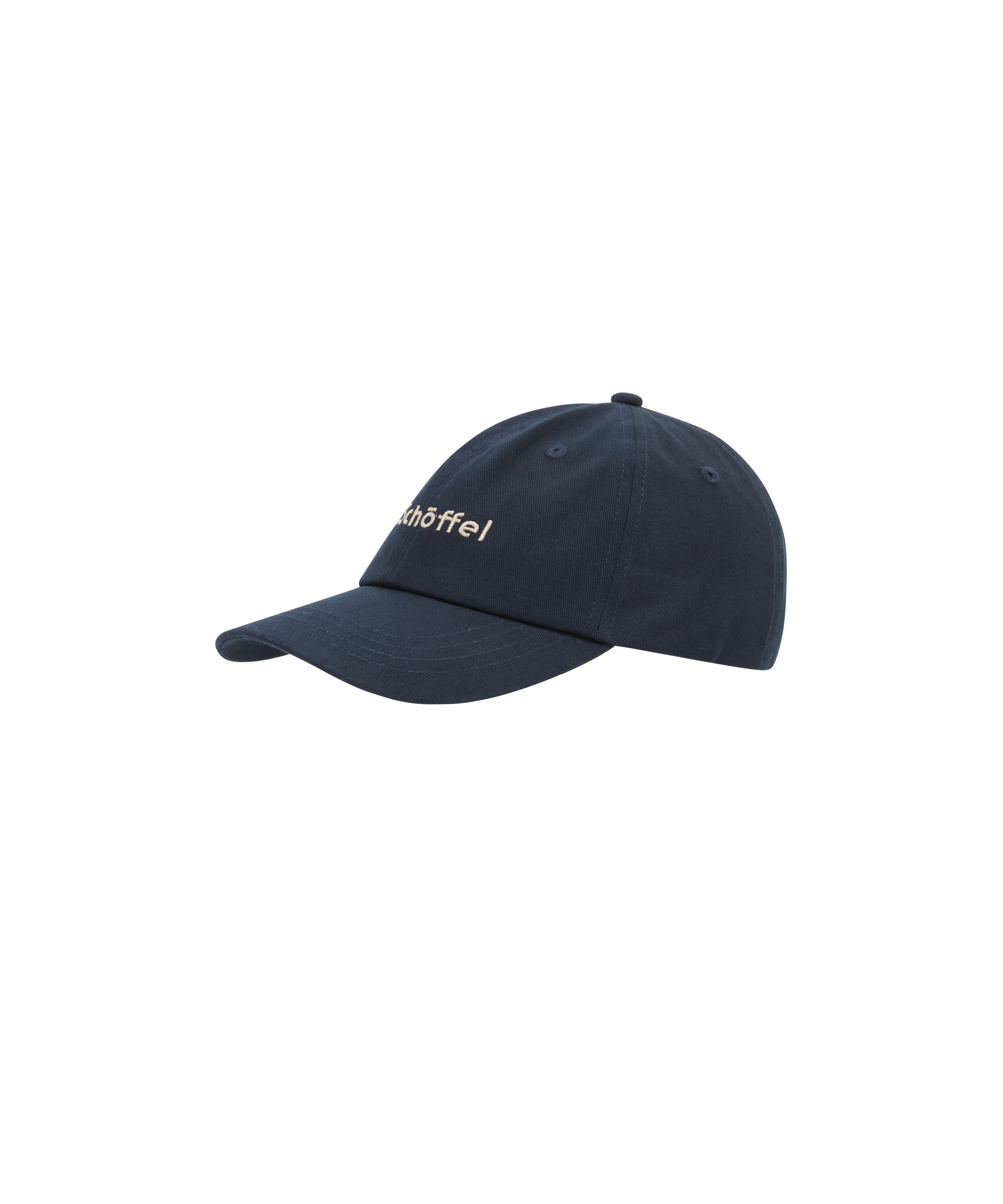 Navy blue cap featuring a white Schöffel logo on a white background