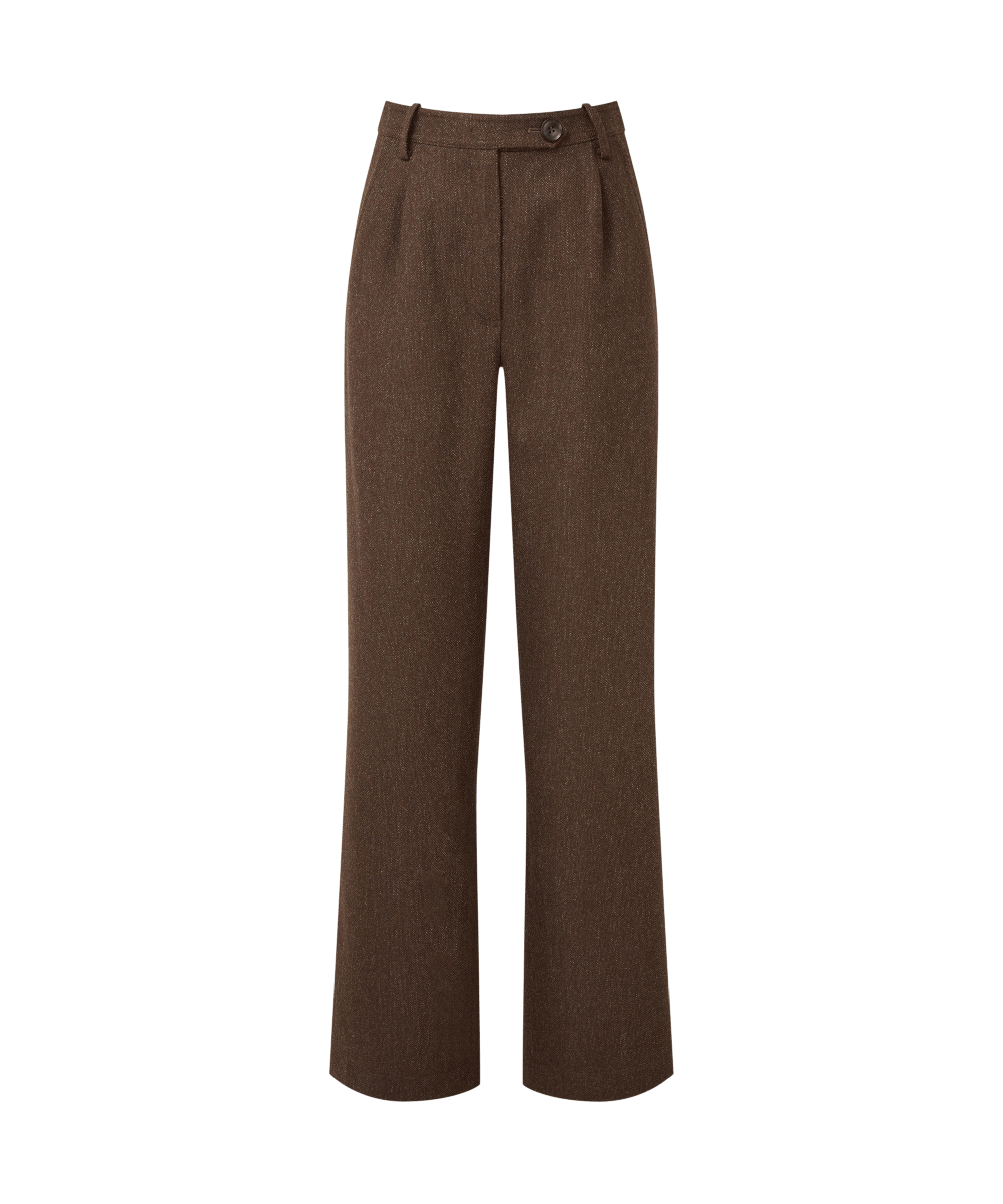 Schöffel women's tweed tailored trousers in rich chocolate brown, shown flat against a white background