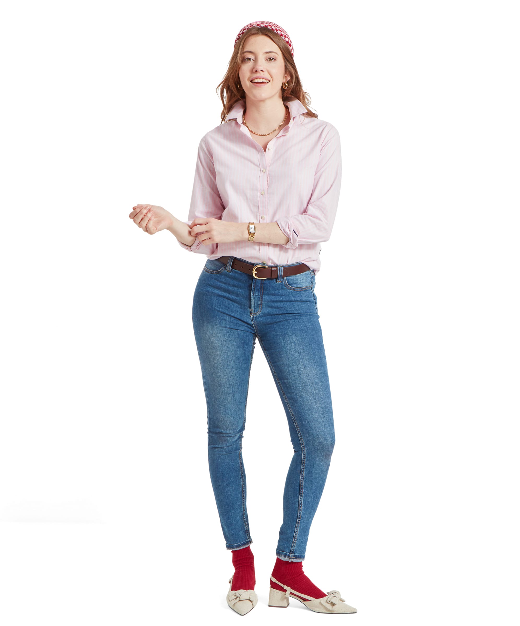 Pink shirt blue sweater online
