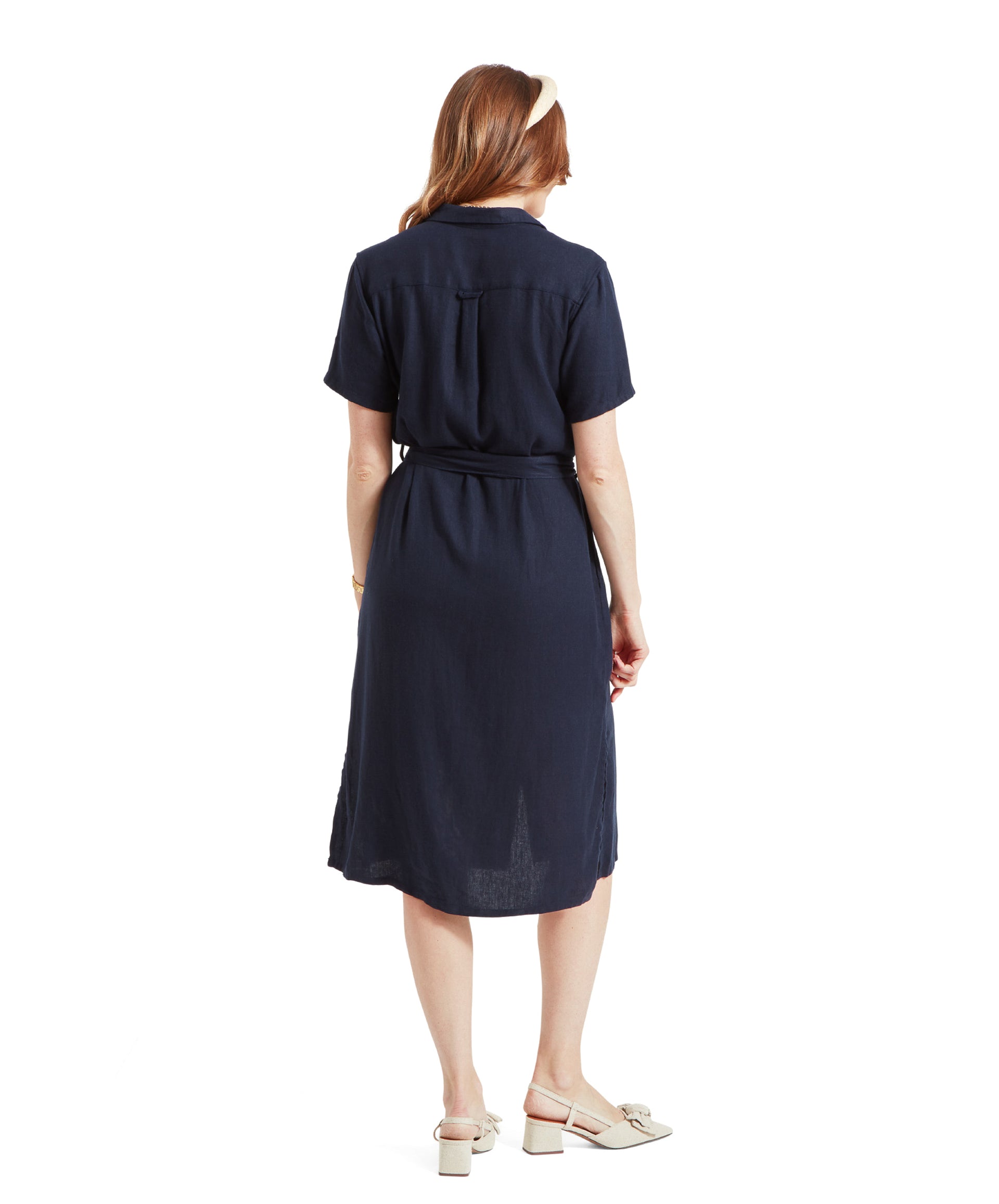 Daisy Short Linen Dress - Hamptons Print