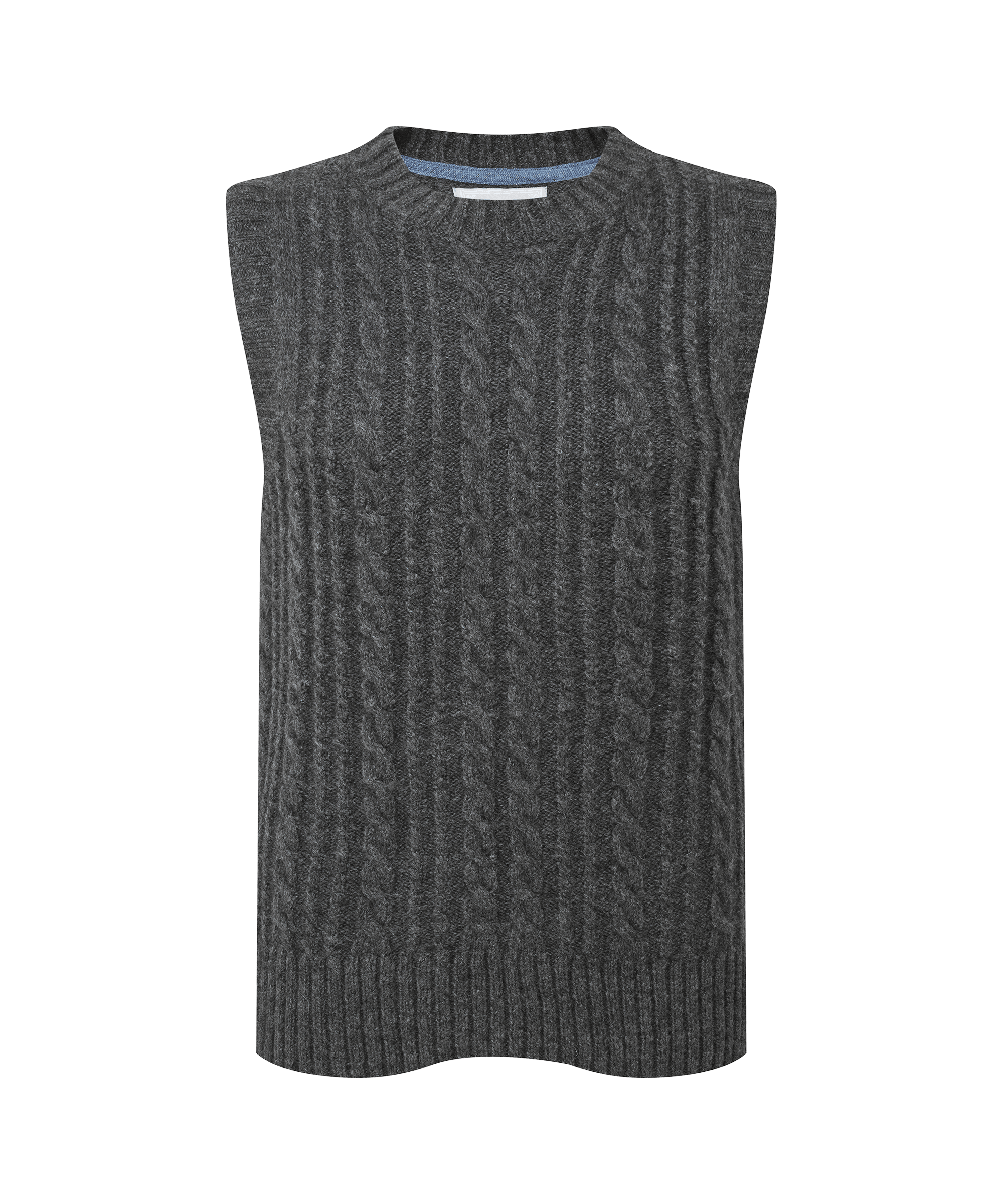 Schoffel grey sleeveless knitted sweater on a white background