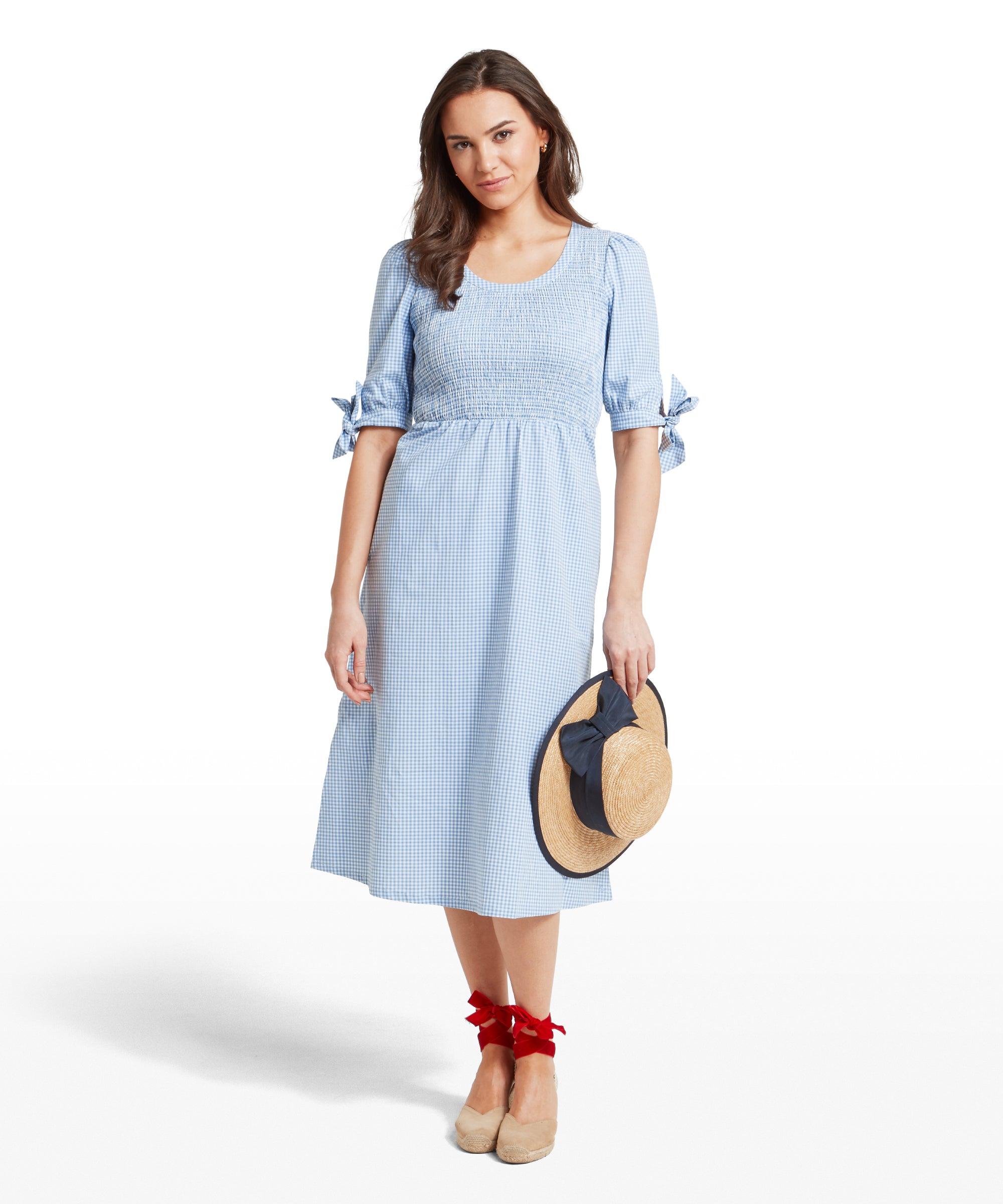 blue flora dress Women's Flora Gingham Dress Denim Blue