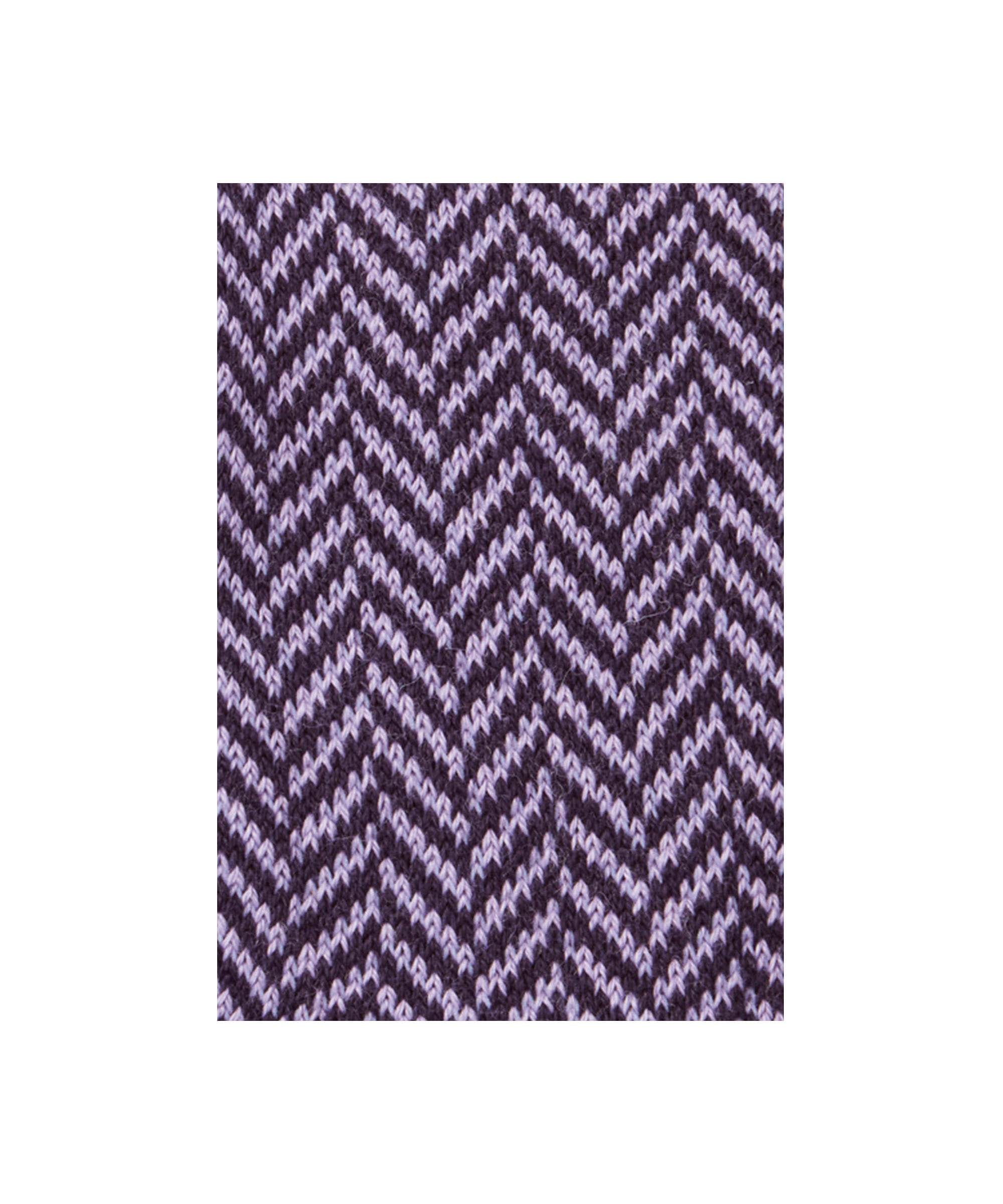 Schöffel Women's Halkirk Sock in Green with purple and lilac chevron herringbone knit pattern close-up detail