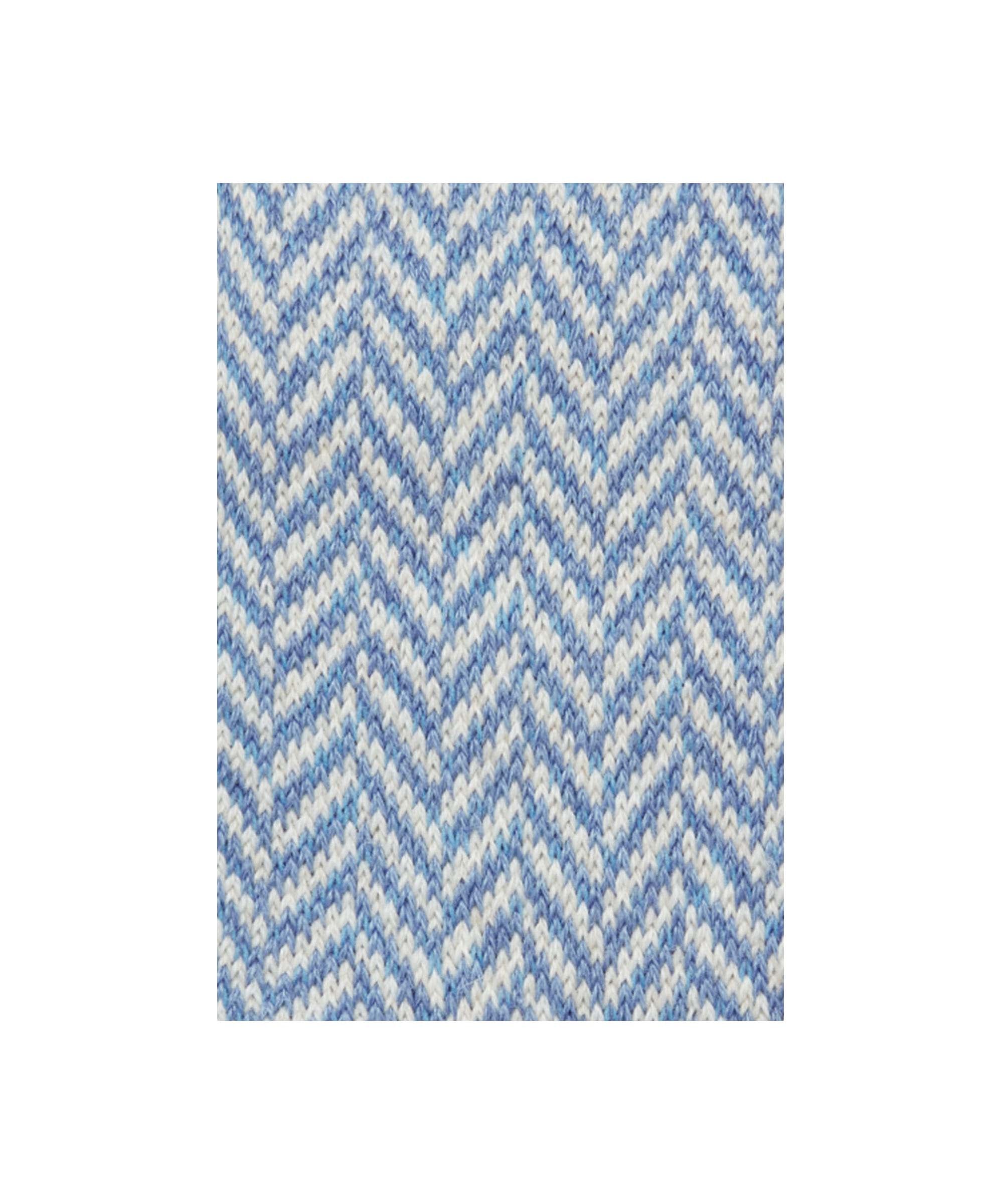 Schöffel Women's Halkirk Socks in Navy with cream and blue chevron herringbone knit pattern close-up detail