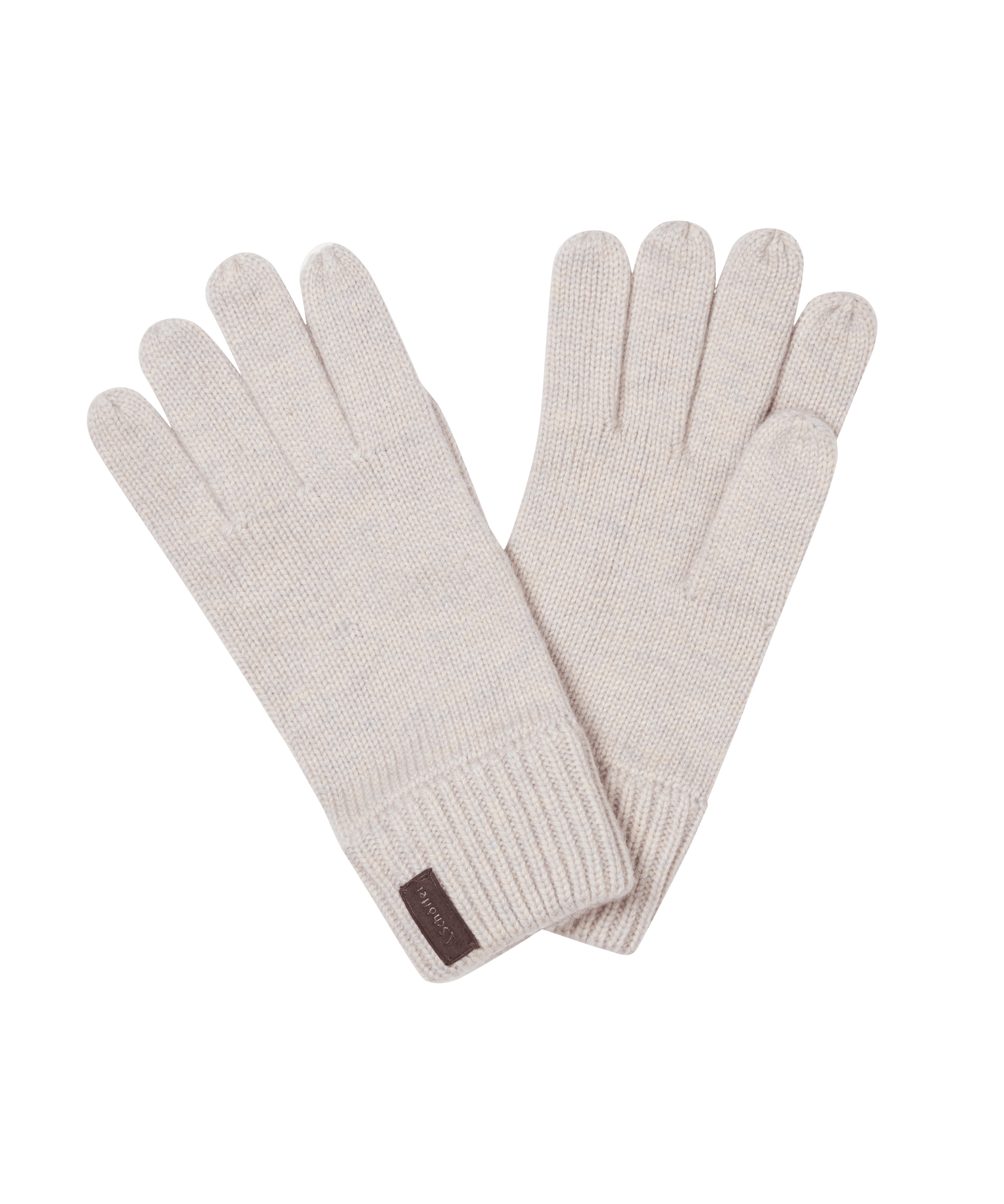 Pair of beige gloves with a Schoffel logo on a white background