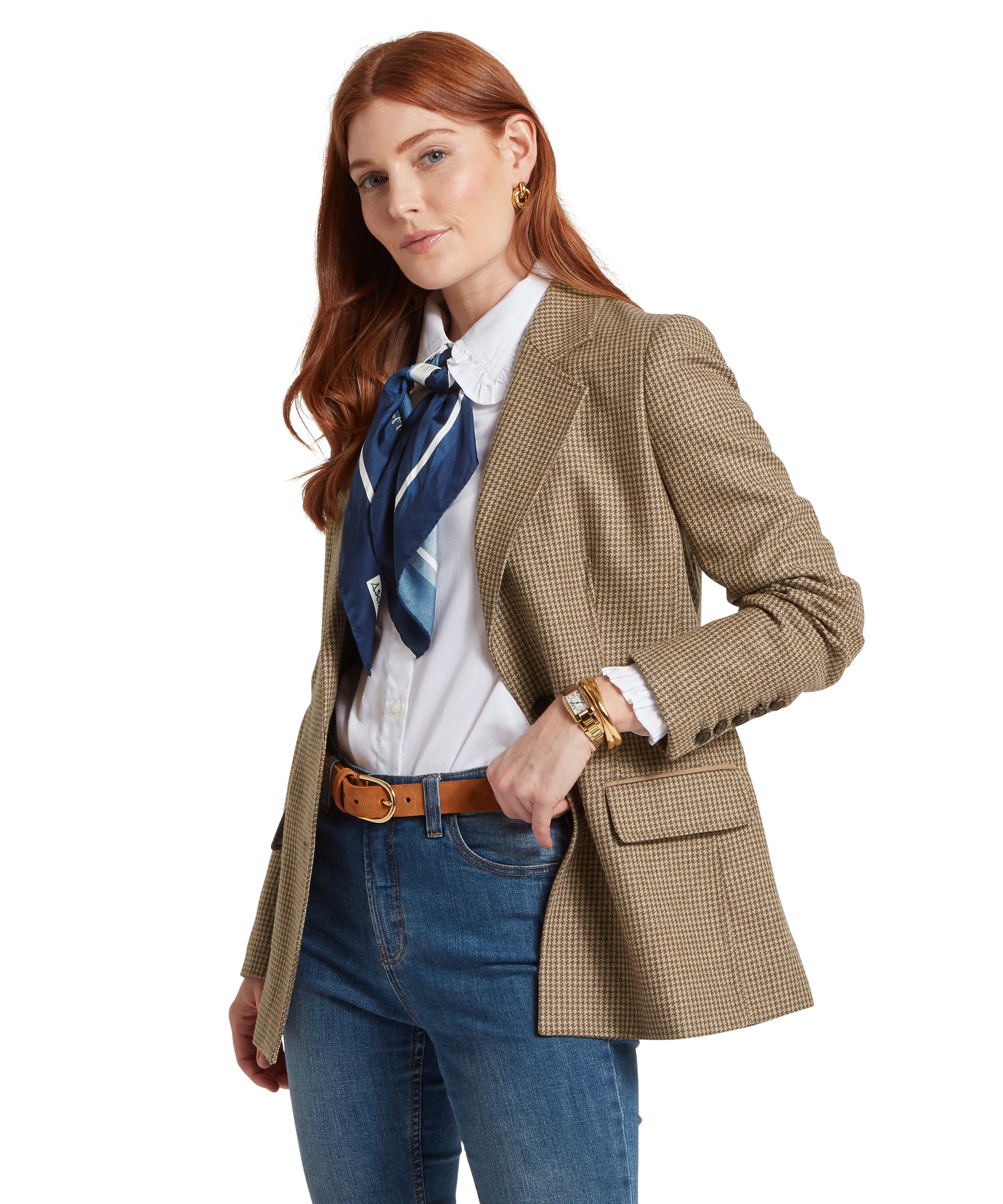 Isla Tweed Blazer - Houndstooth Tweed