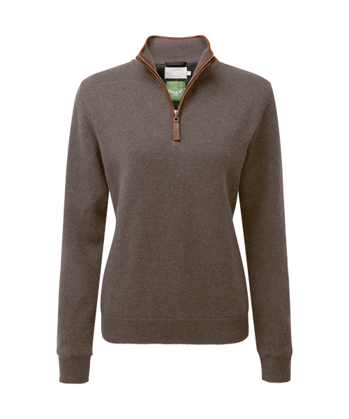 Women's Lambswool Aerobloc Quarter Zip Brown | Schöffel Country