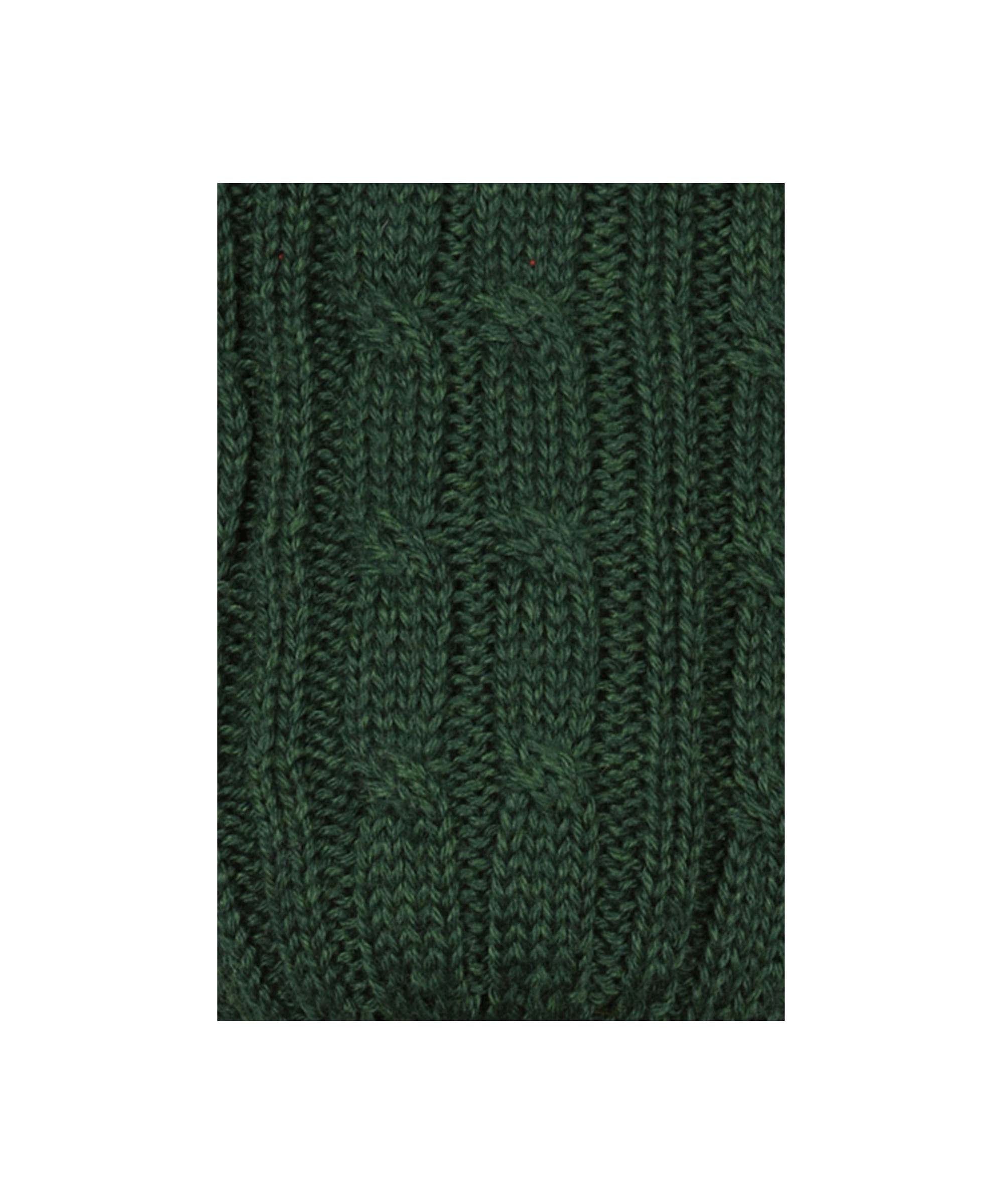 Schöffel Women's Lilymere Sock in Dark Green with cable and rib knit pattern close-up detail