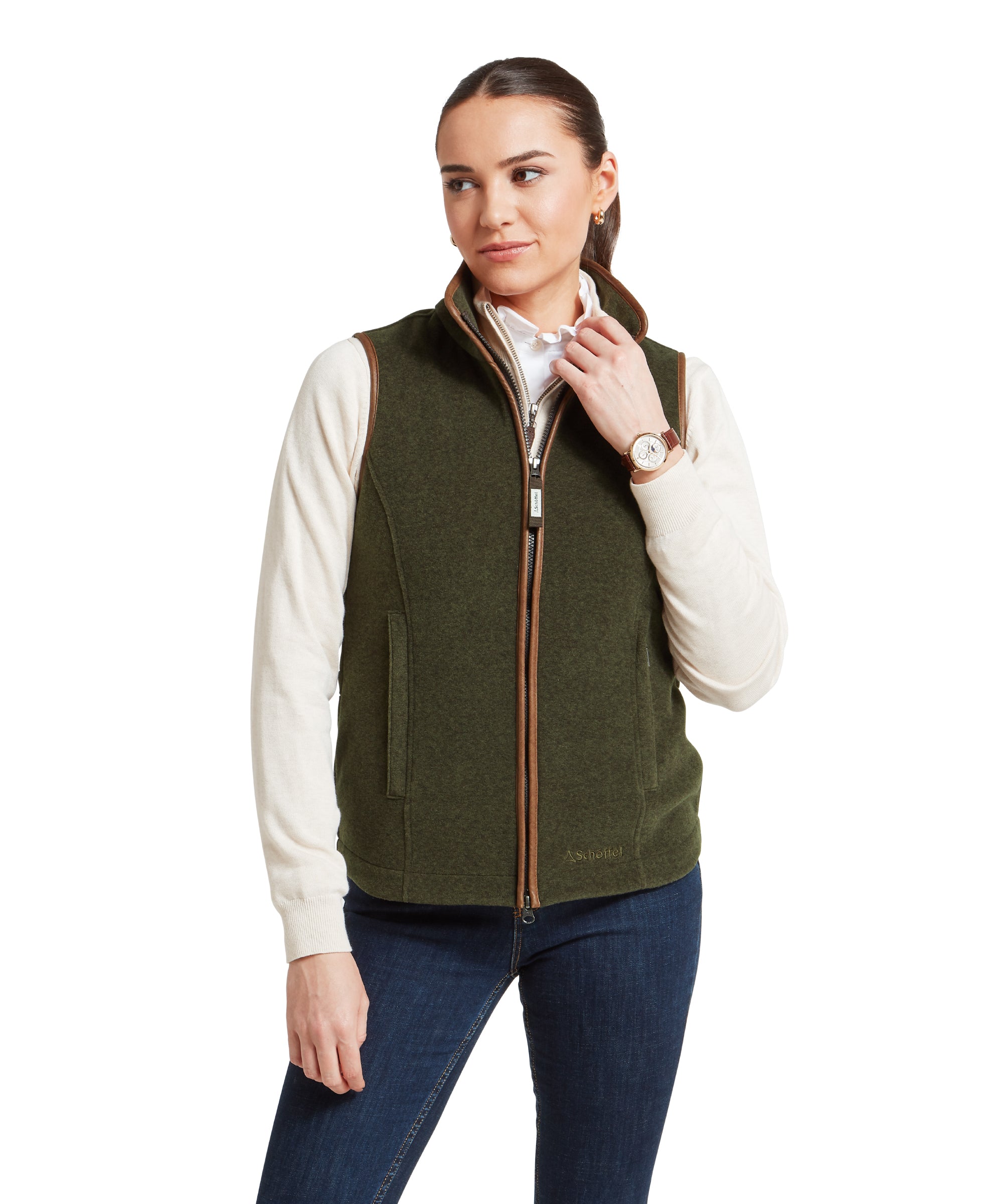 Women's Lyndon Fleece Gilet Dark Olive | Schöffel Country