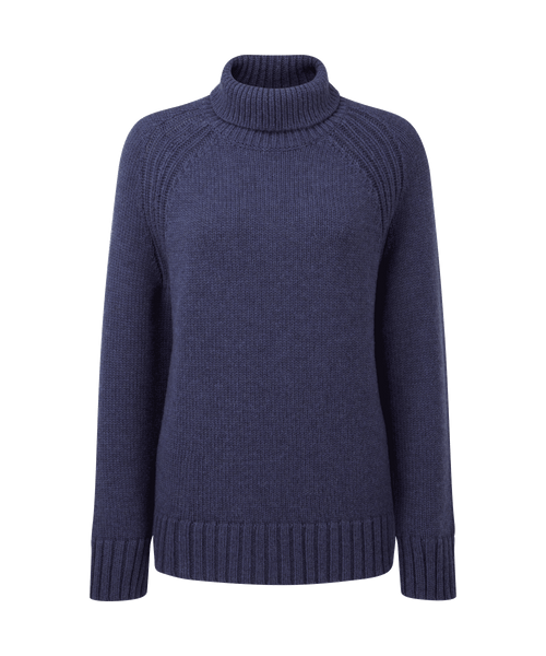 Blue roll neck jumper womens clearance