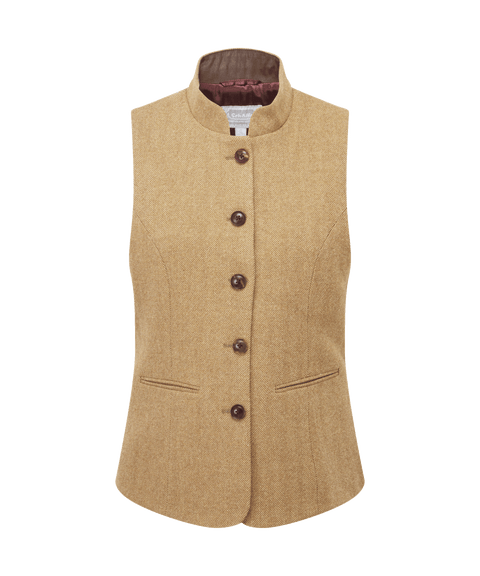 Brown Herringbone Vest Womens Brown Long Wool Waistcoat Womens