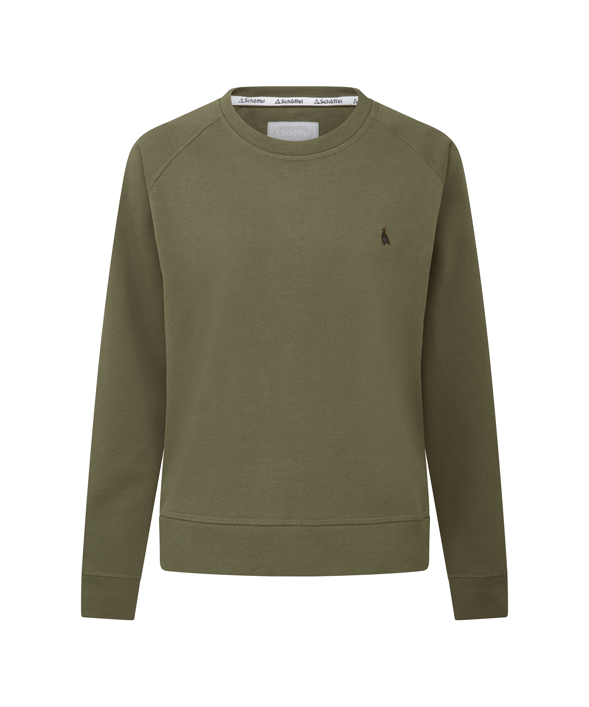 Schoffel green sweatshirt on a white background